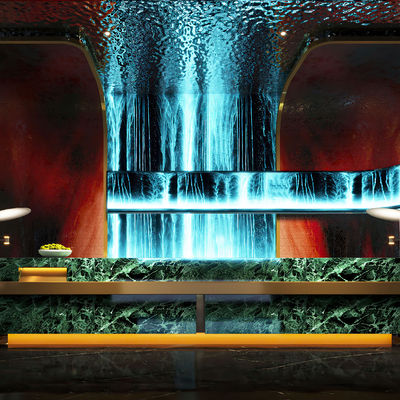  现代会所大厅 前台su模型 