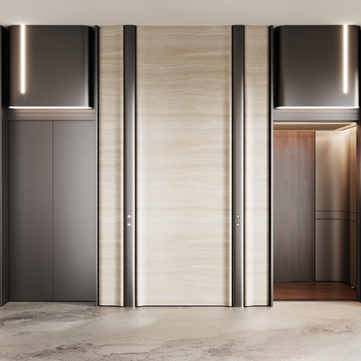  现代电梯厅 电梯间su模型 