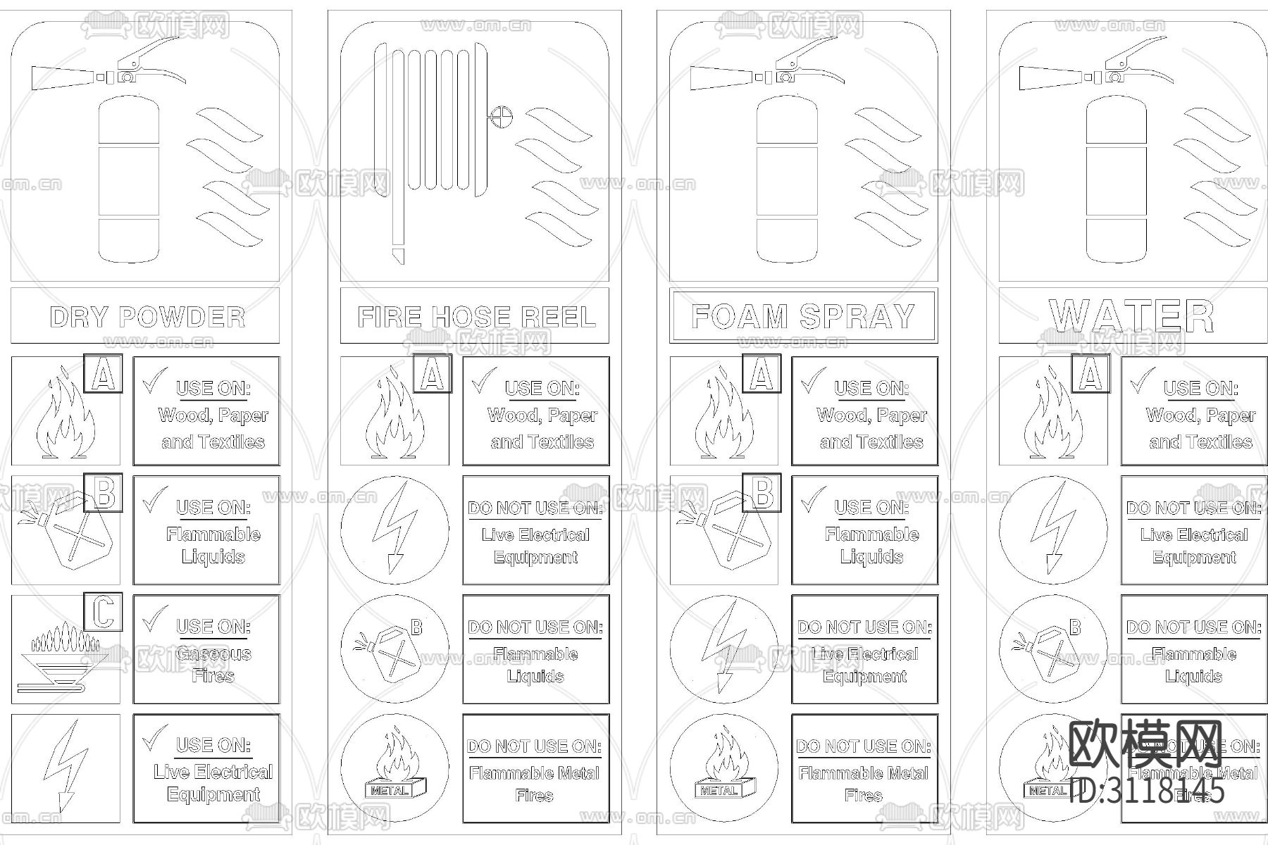 消防标志 指示牌 图标cad图例下载（渲染图10）