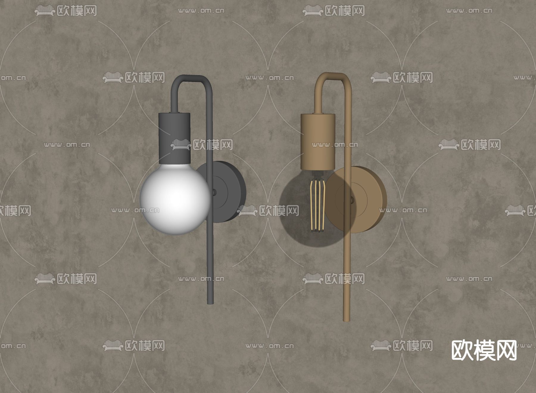球形壁灯su模型下载（渲染图1）