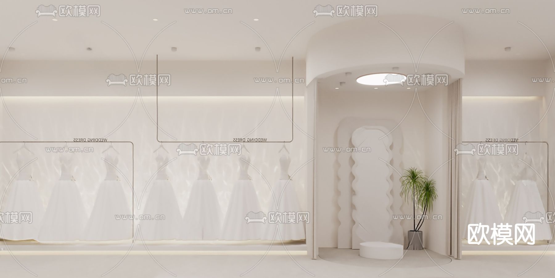 现代婚纱店su模型下载（渲染图4）