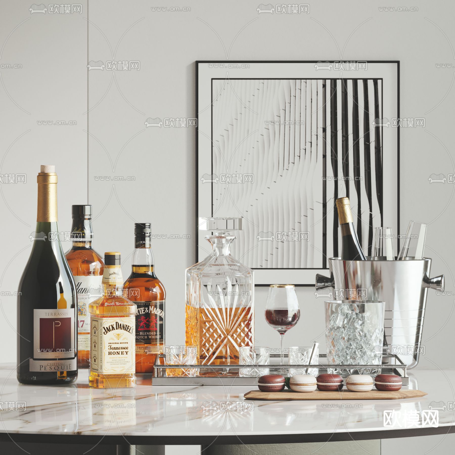 现代酒瓶 酒水 洋酒su模型