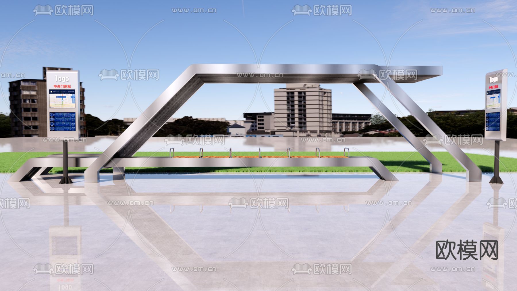 公交站牌 展台su模型下载（渲染图1）