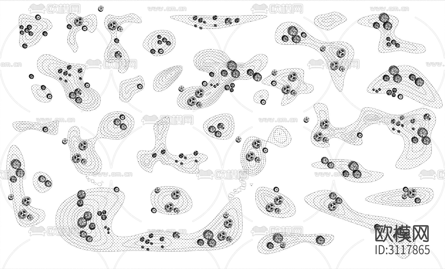庭院微地形 微地形绿地 微地形cad图库下载（渲染图5）
