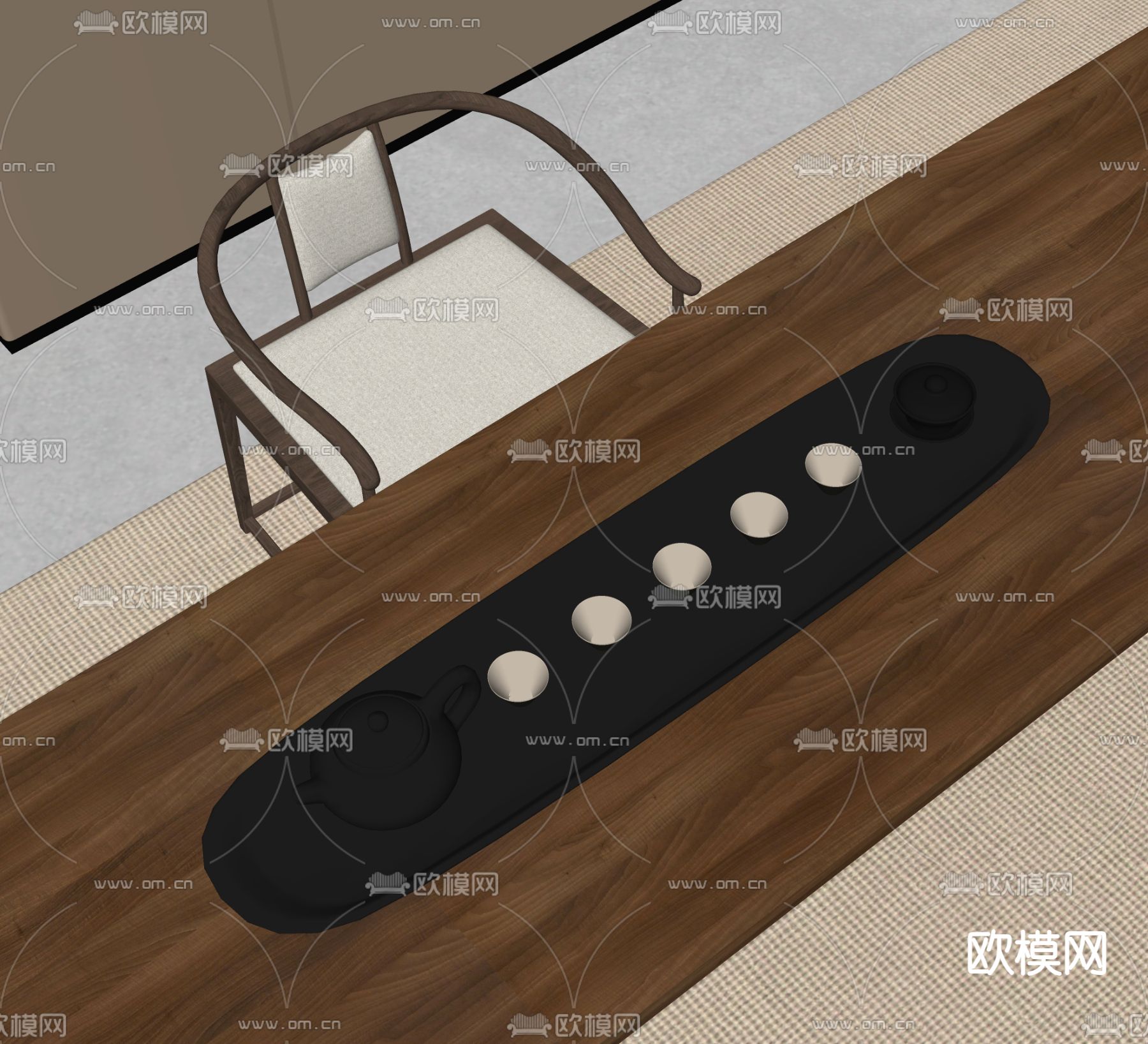 现代茶具 茶壶su模型下载（渲染图2）