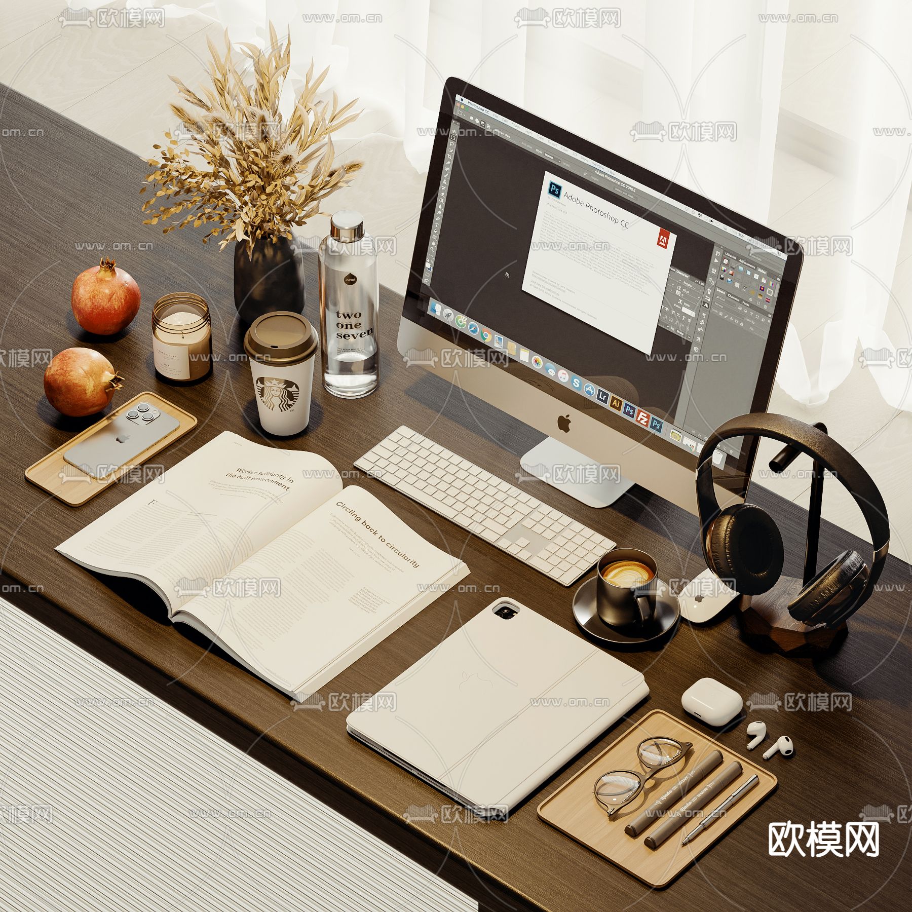 办公用品 电脑 平板su模型下载（渲染图2）