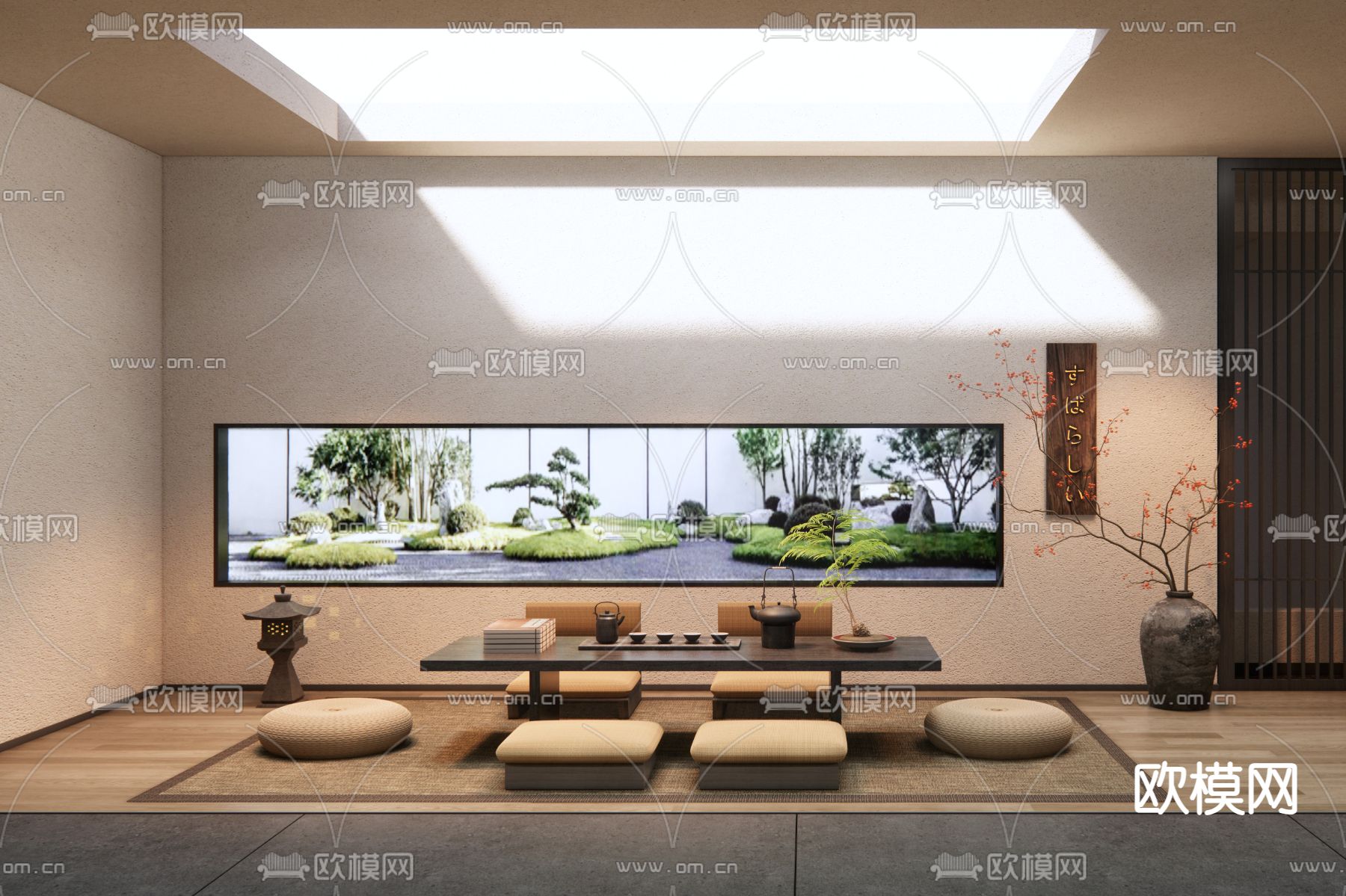 日式茶室 榻榻米茶桌3d模型下载