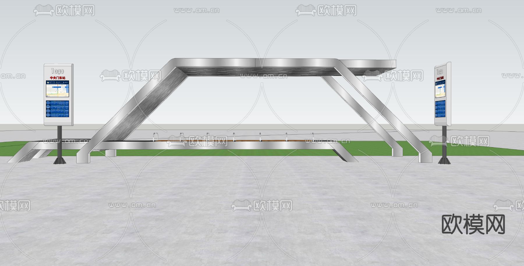 公交站牌 展台su模型下载（渲染图2）