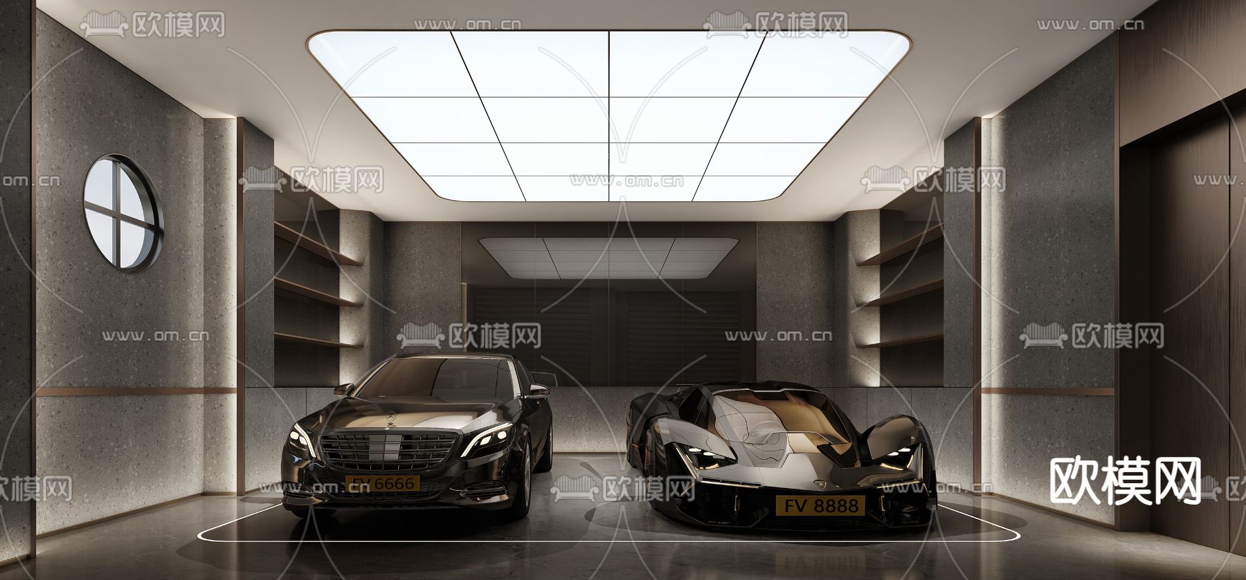 现代车库 跑车su模型下载（渲染图2）