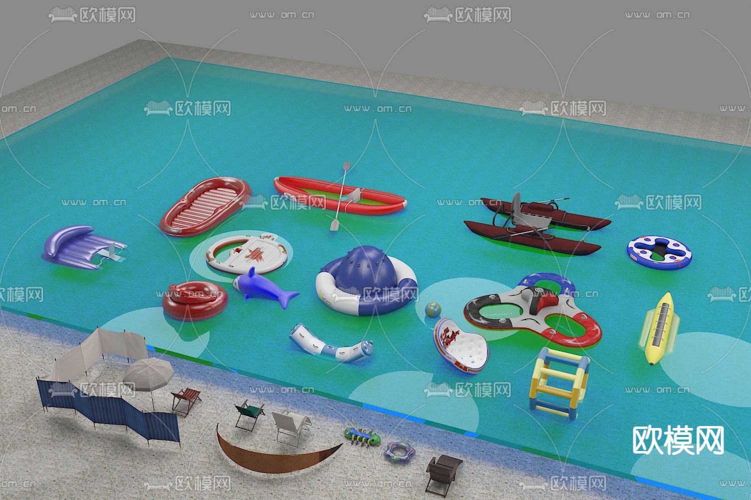 游乐器材 船只 皮船 沙滩玩具3d模型下载