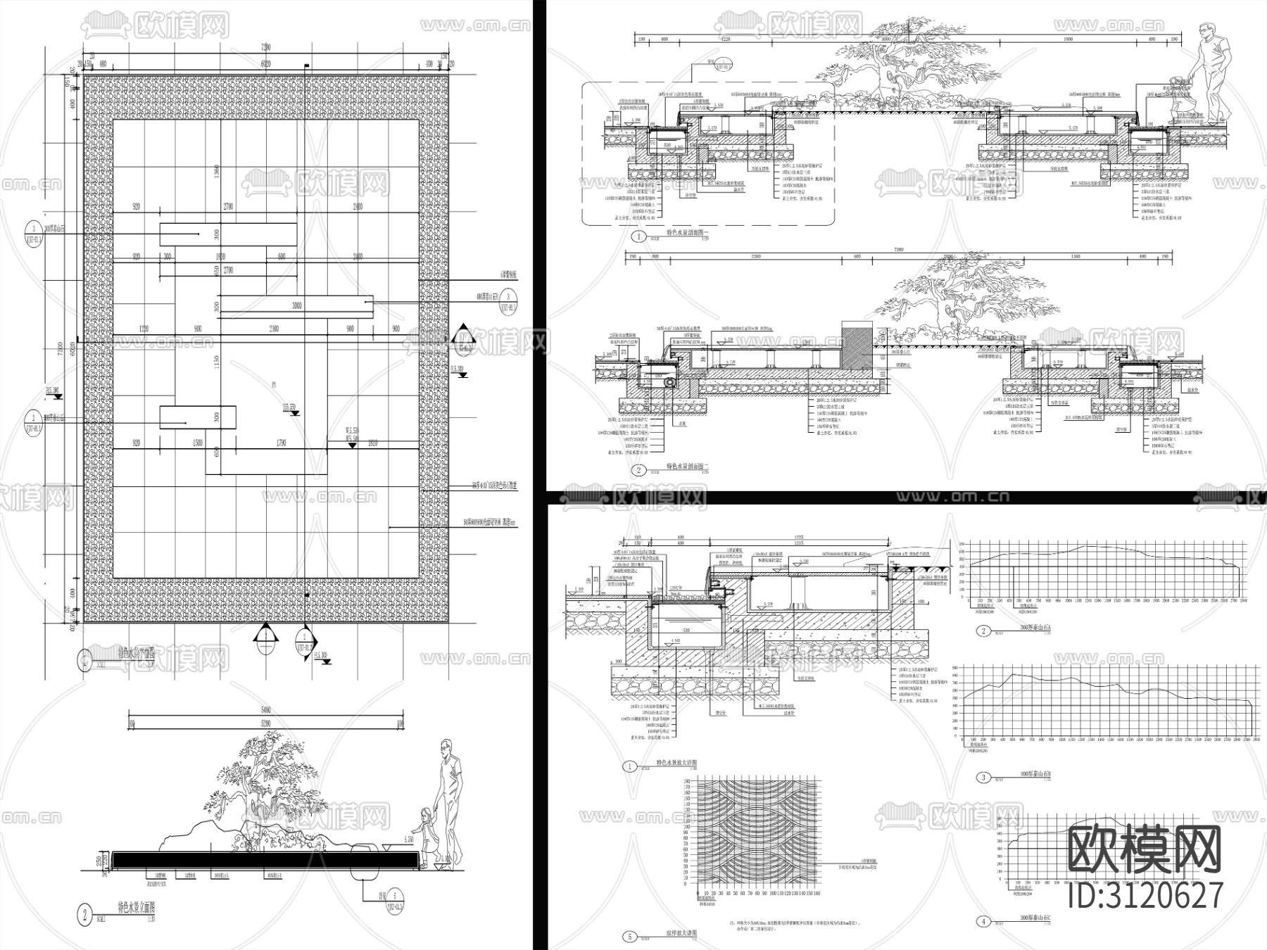 9组现代新中式镜面水景cad大样图下载（渲染图8）