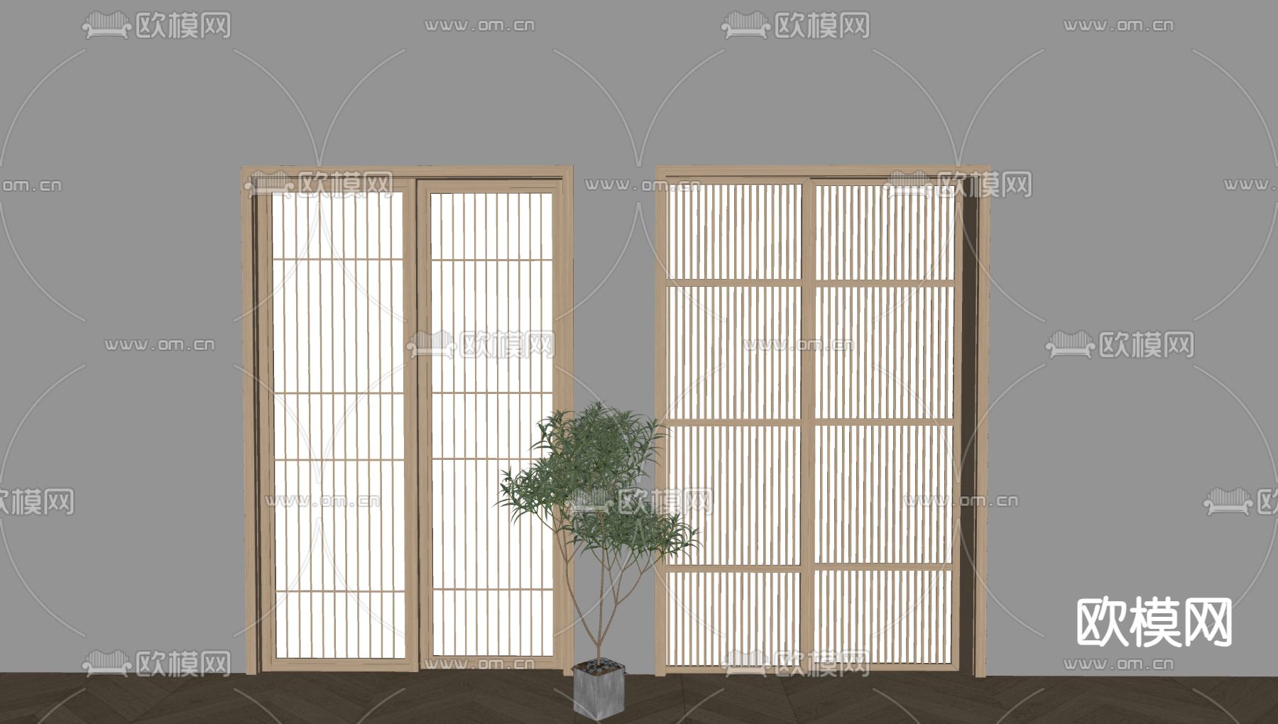 日式推拉门 移门 滑门su模型下载_ID15148071_sketchup模型下载-欧模网