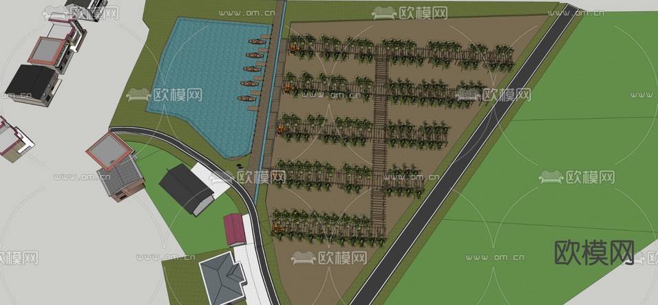 乡村公园景观 雷锋学习师范基地 研学实践基地su模型下载(渲染图3)