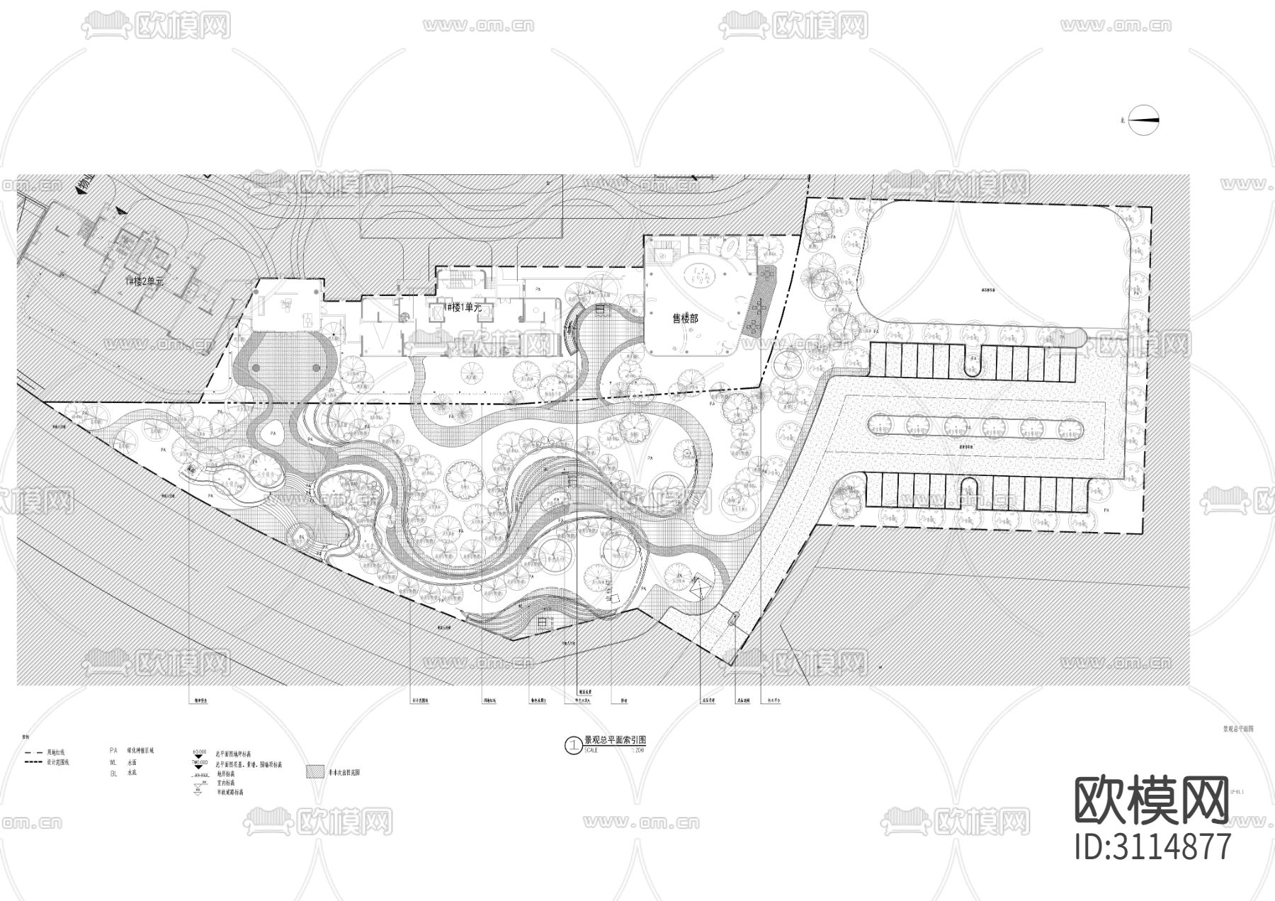 项目展示区 景观工程cad图库下载（渲染图8）