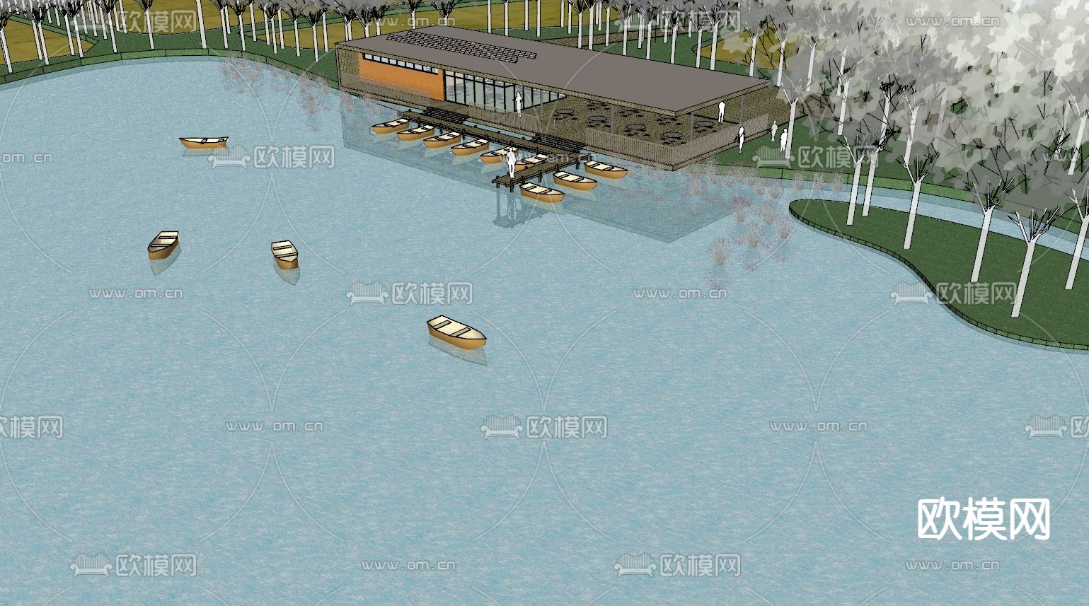 某公园码头su模型下载（渲染图3）