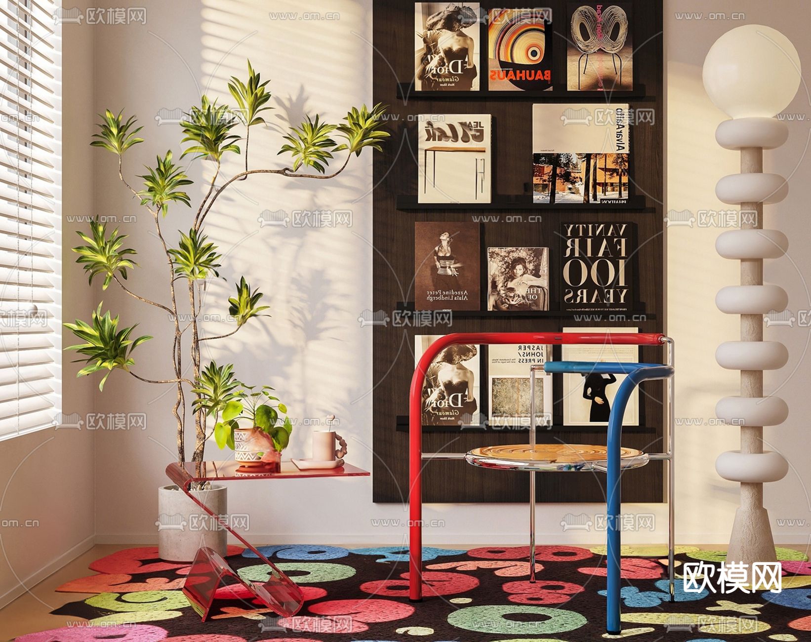 孟菲斯风椅子 休闲椅su模型下载（渲染图1）