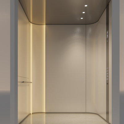  弧形电梯轿厢su模型 