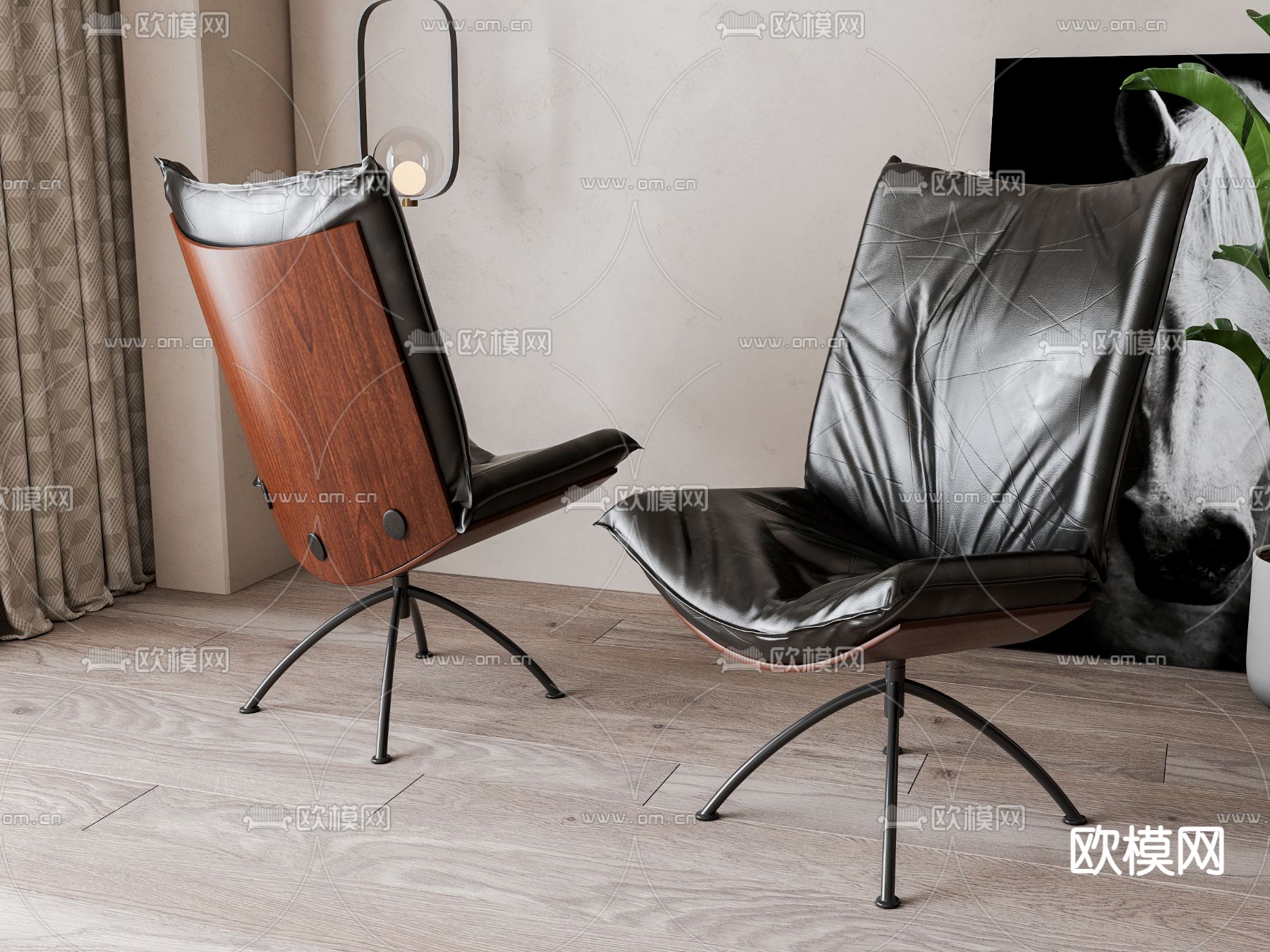 现代休闲椅su模型下载（渲染图2）