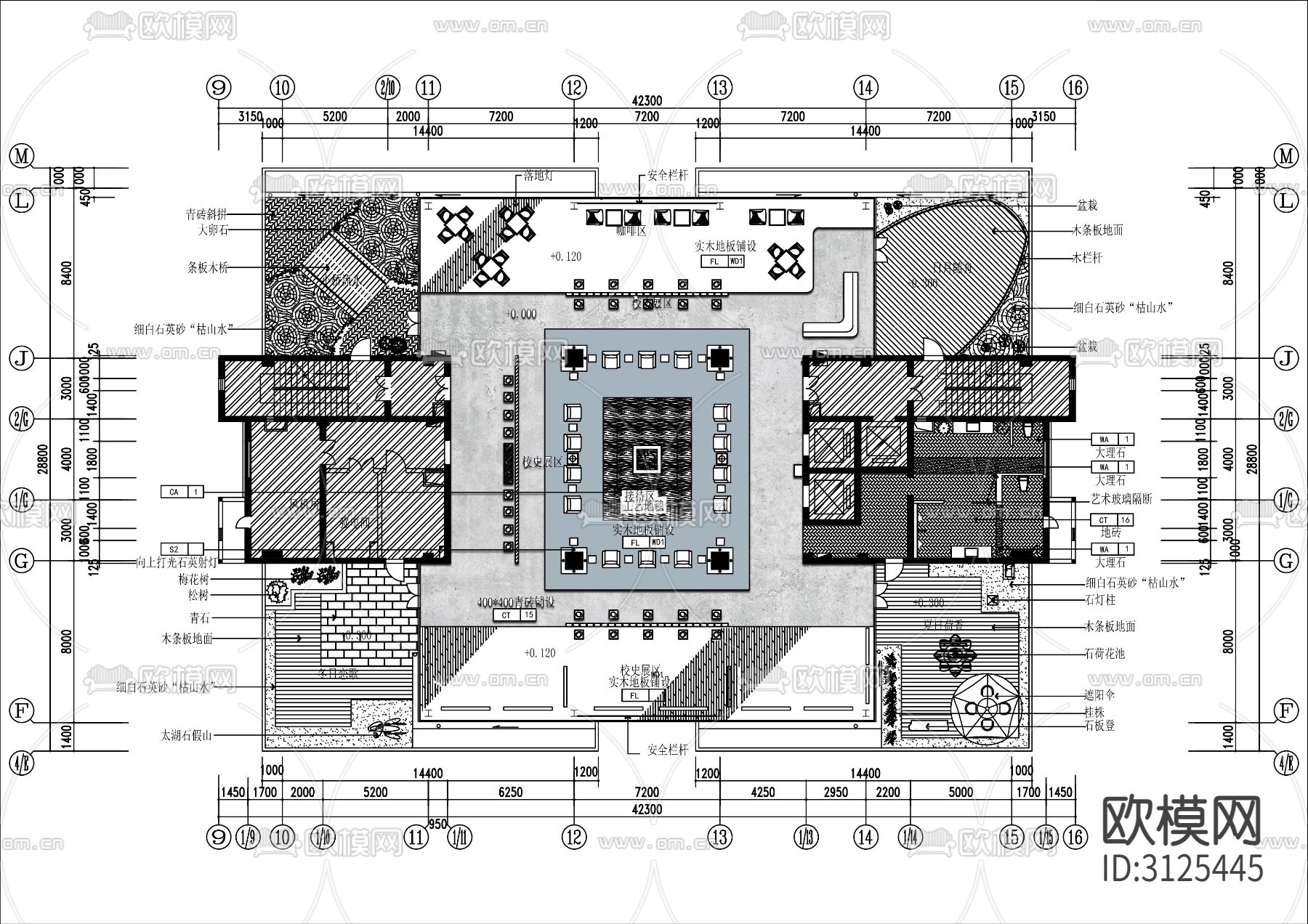 校史馆 展览馆cad平面图下载（渲染图2）