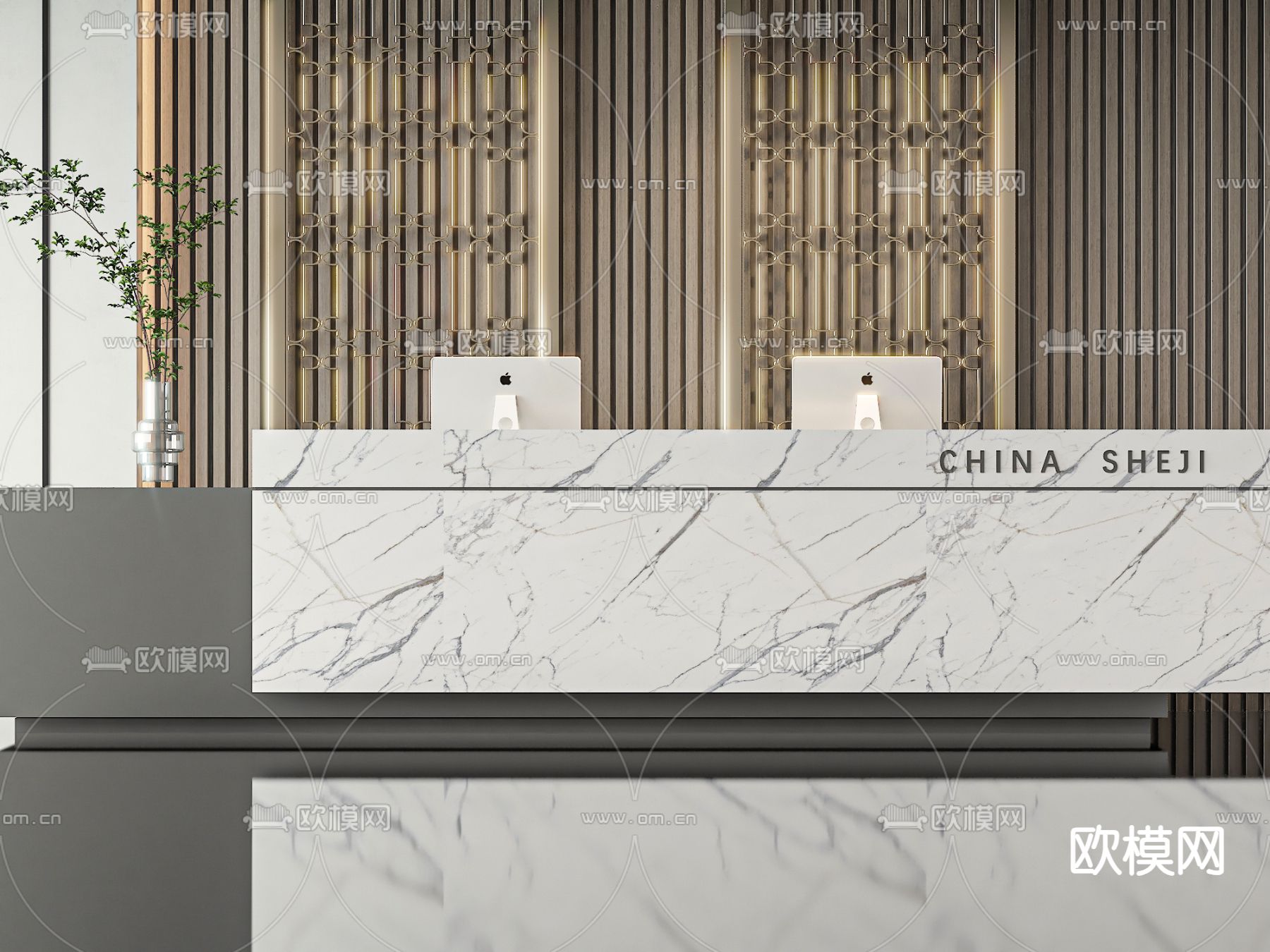 前台 服务台 接待台3d模型下载