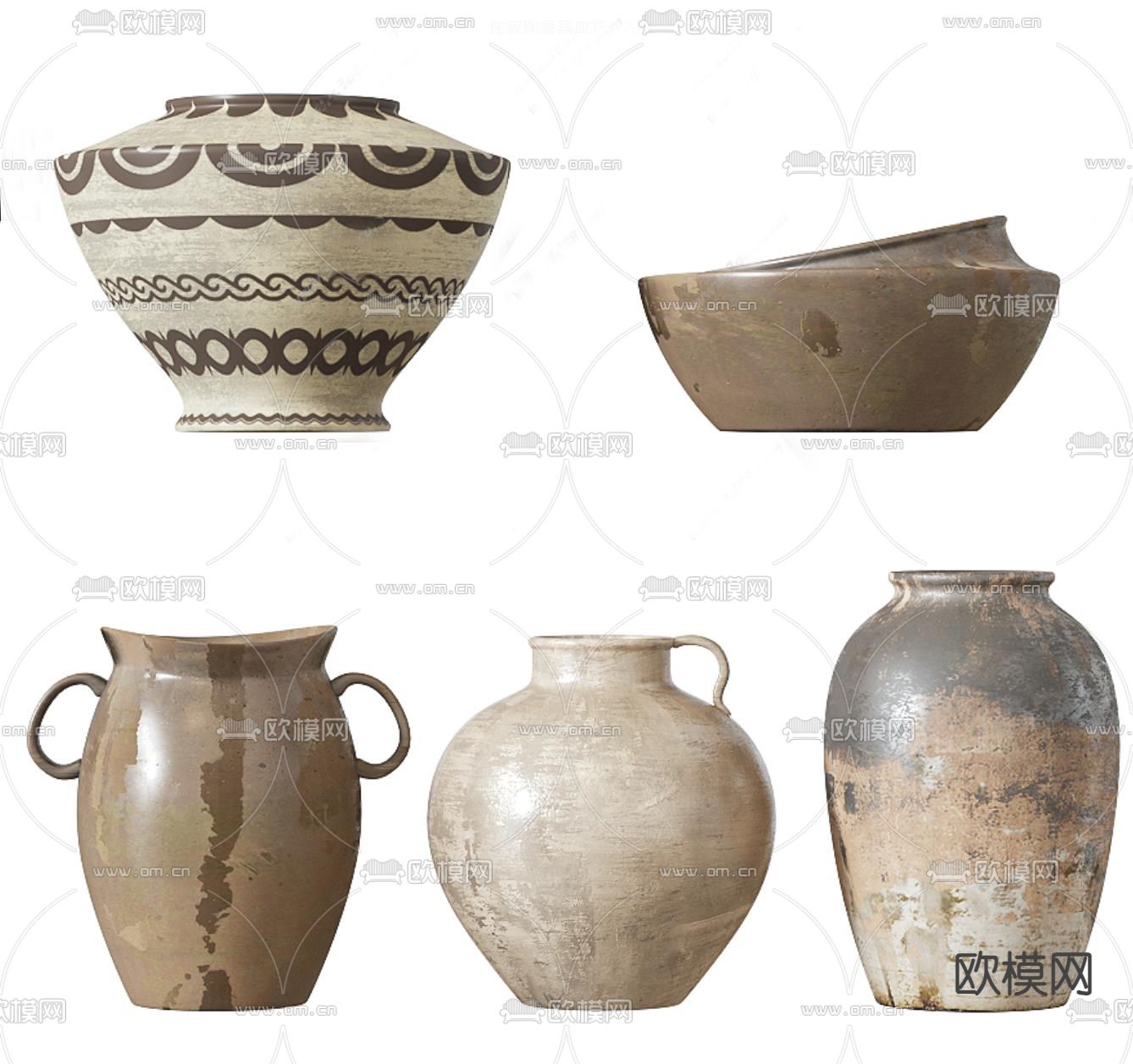 侘寂风陶瓷 器皿摆件su模型下载（渲染图2）