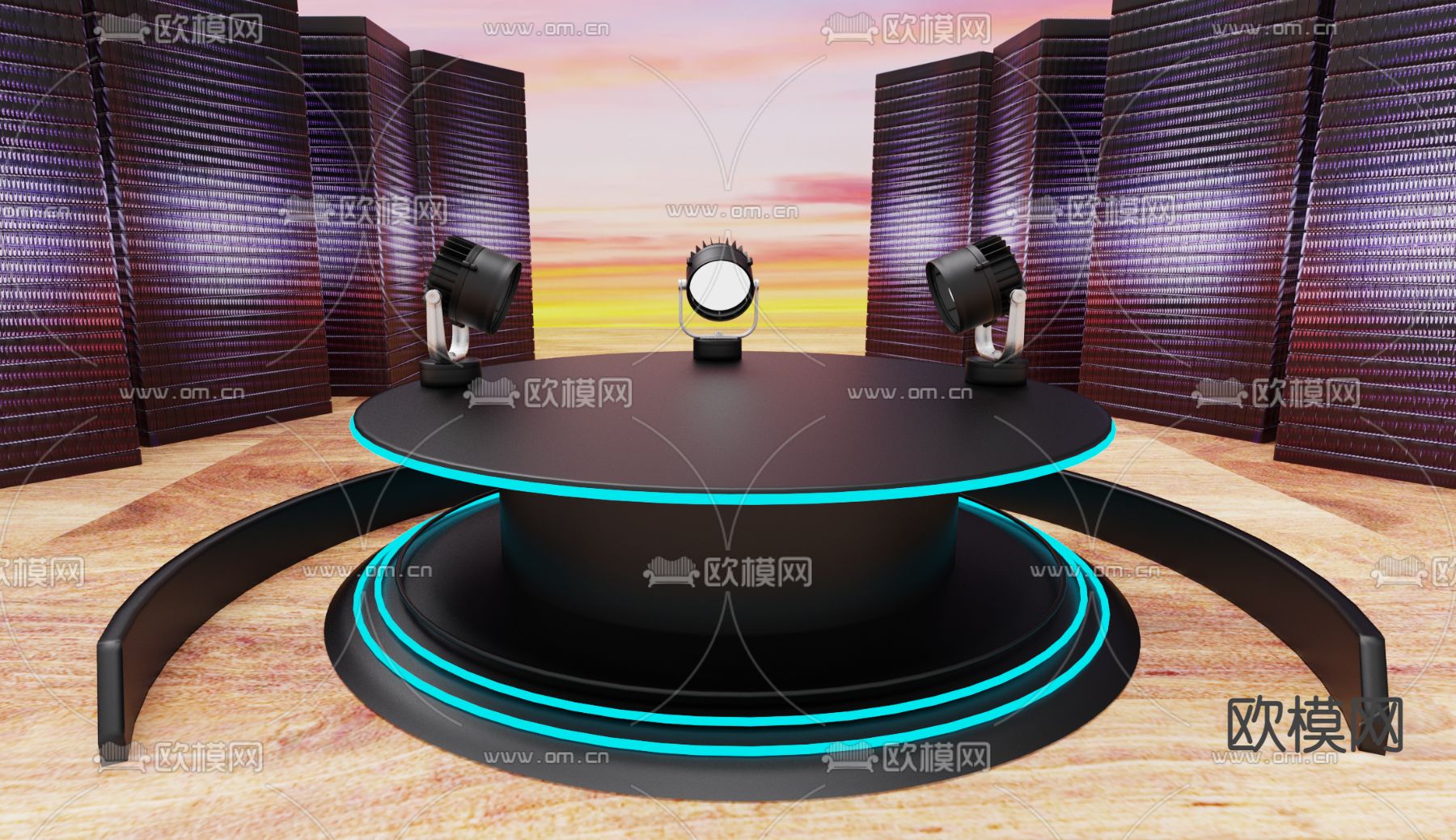 科技展台 科技圆桌3d模型下载