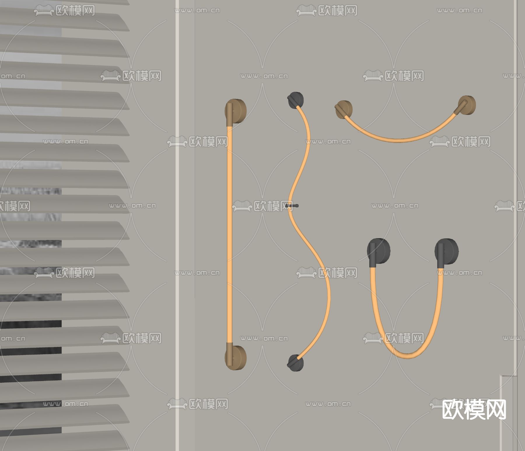 灯管线形壁灯su模型下载（渲染图1）