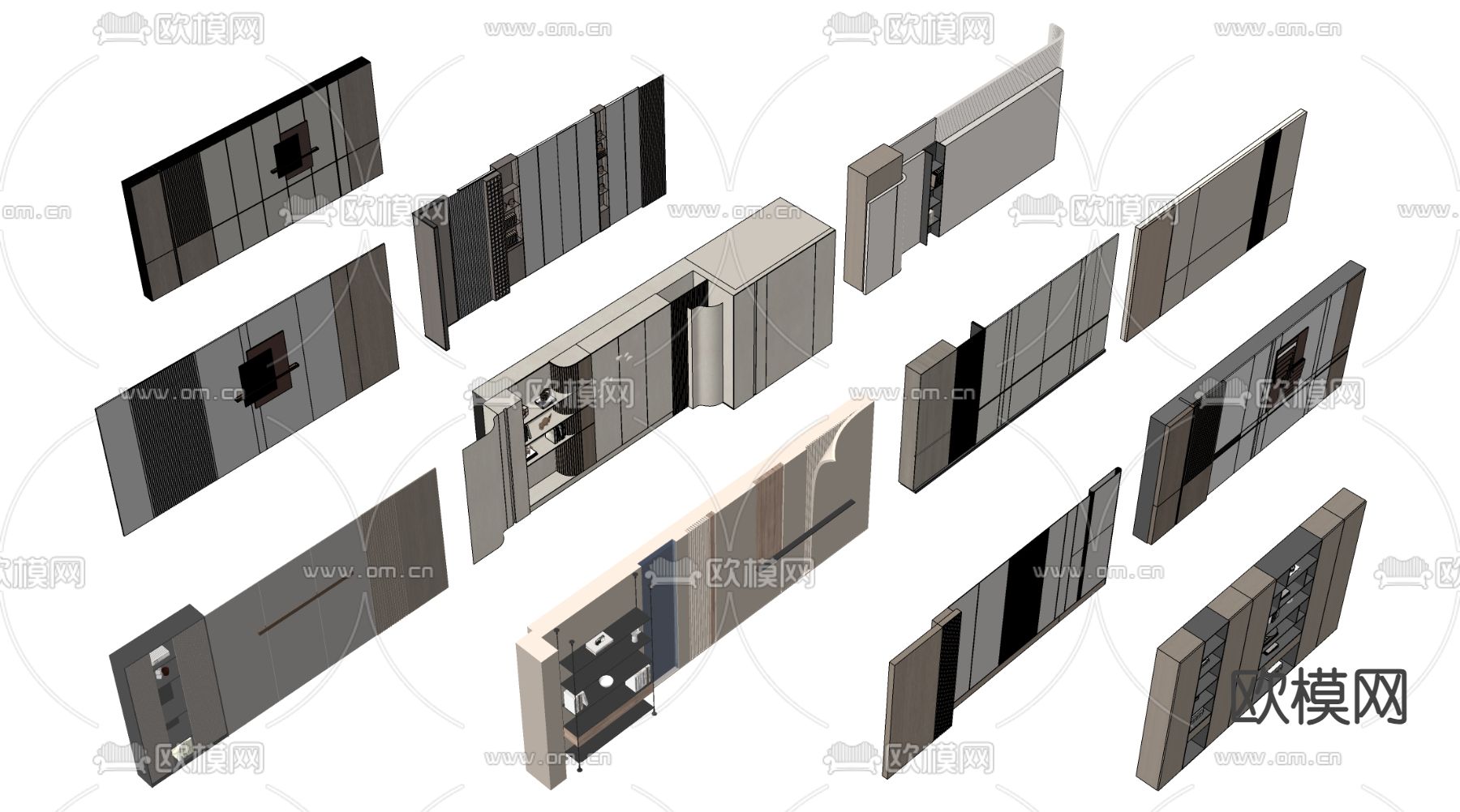 护墙板 背景墙su模型下载（渲染图1）