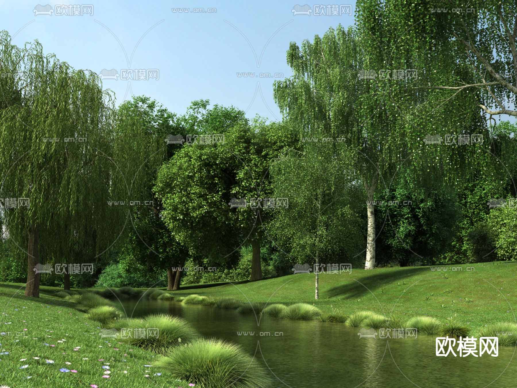 湿地公园 森林公园3d模型下载