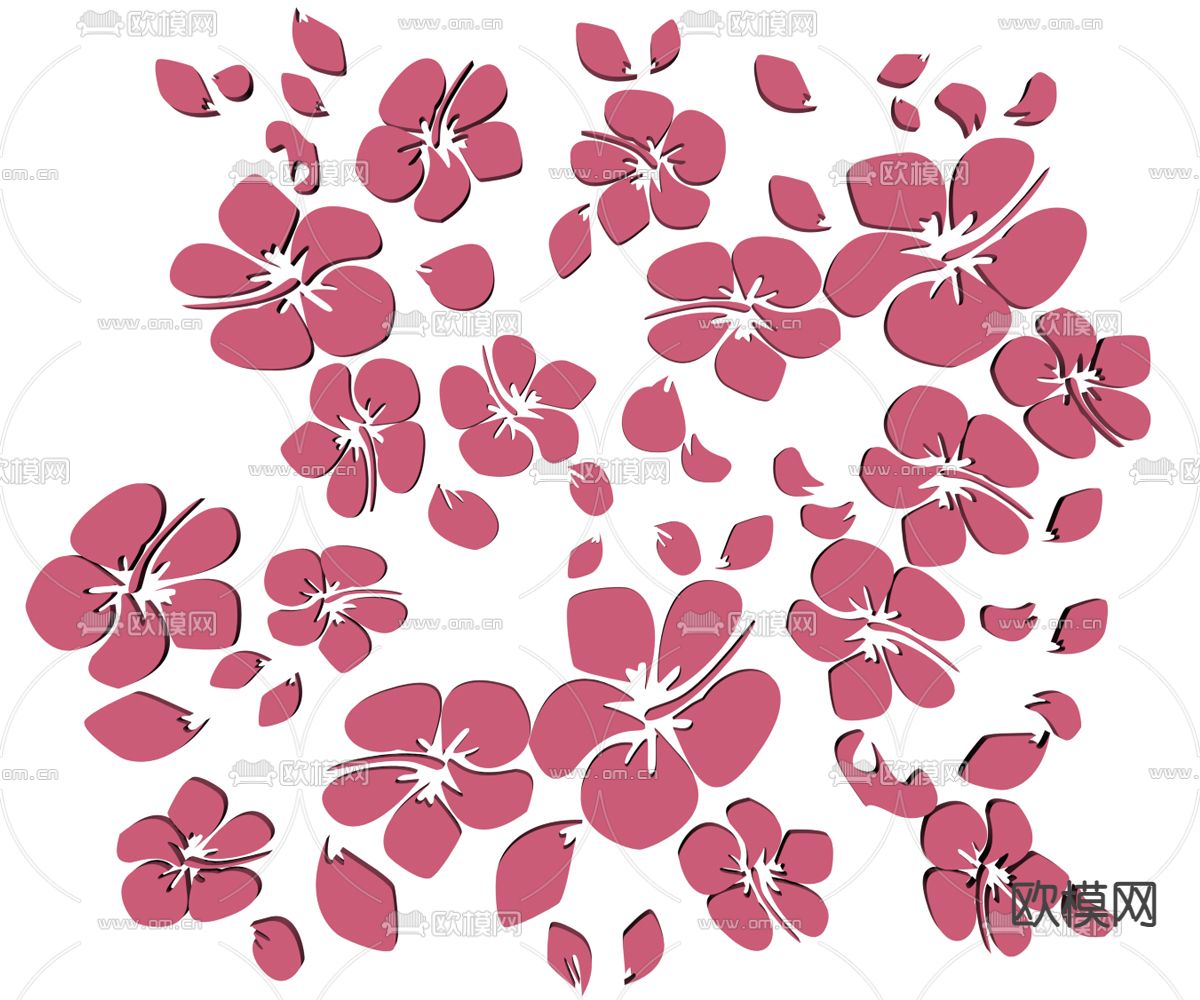 樱樱花墙饰 花卉剪影 图标墙贴su模型下载（渲染图2）