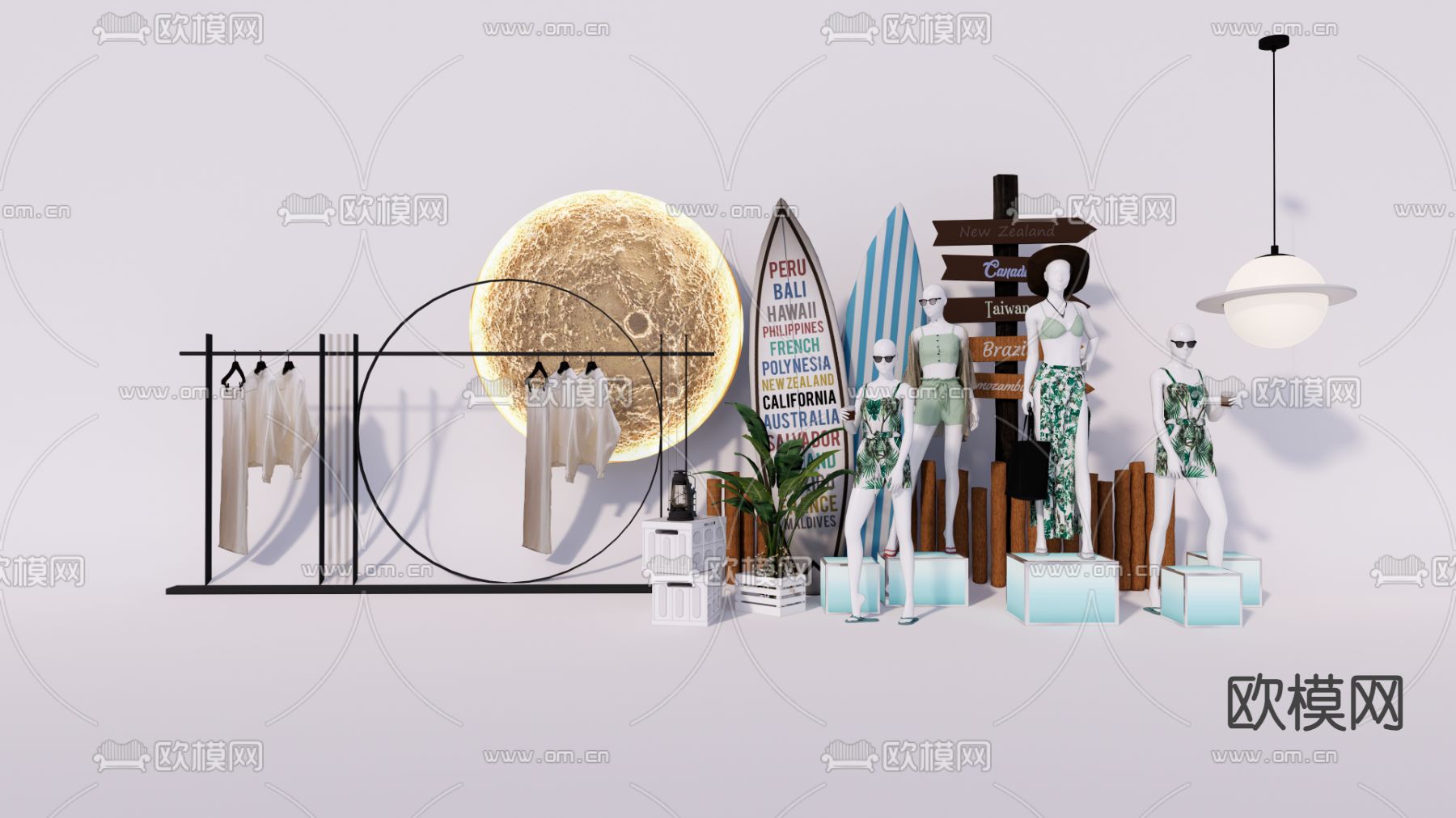 服装店模特 模特橱窗su模型下载（渲染图1）