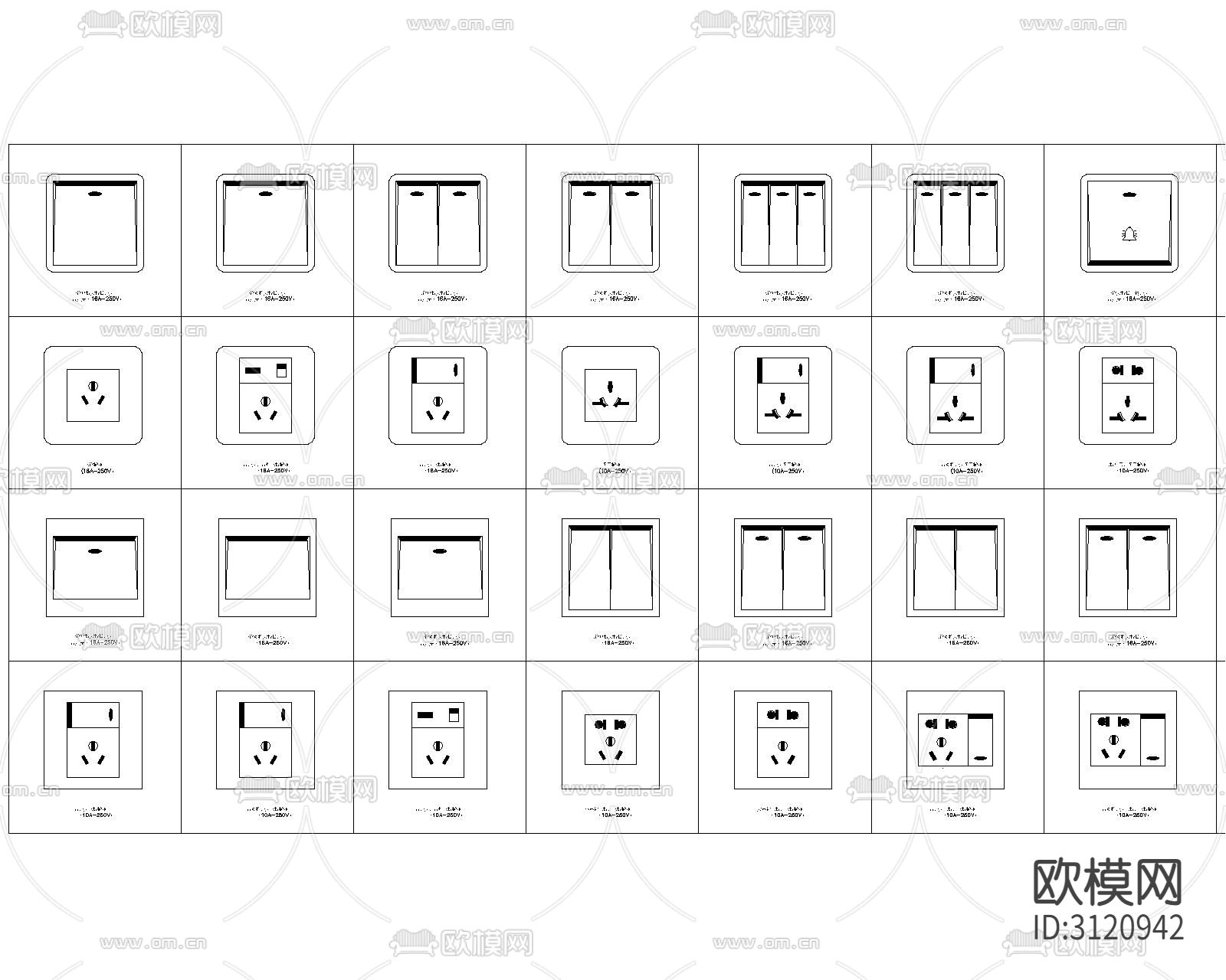 开关(精品)cad图库下载（渲染图7）