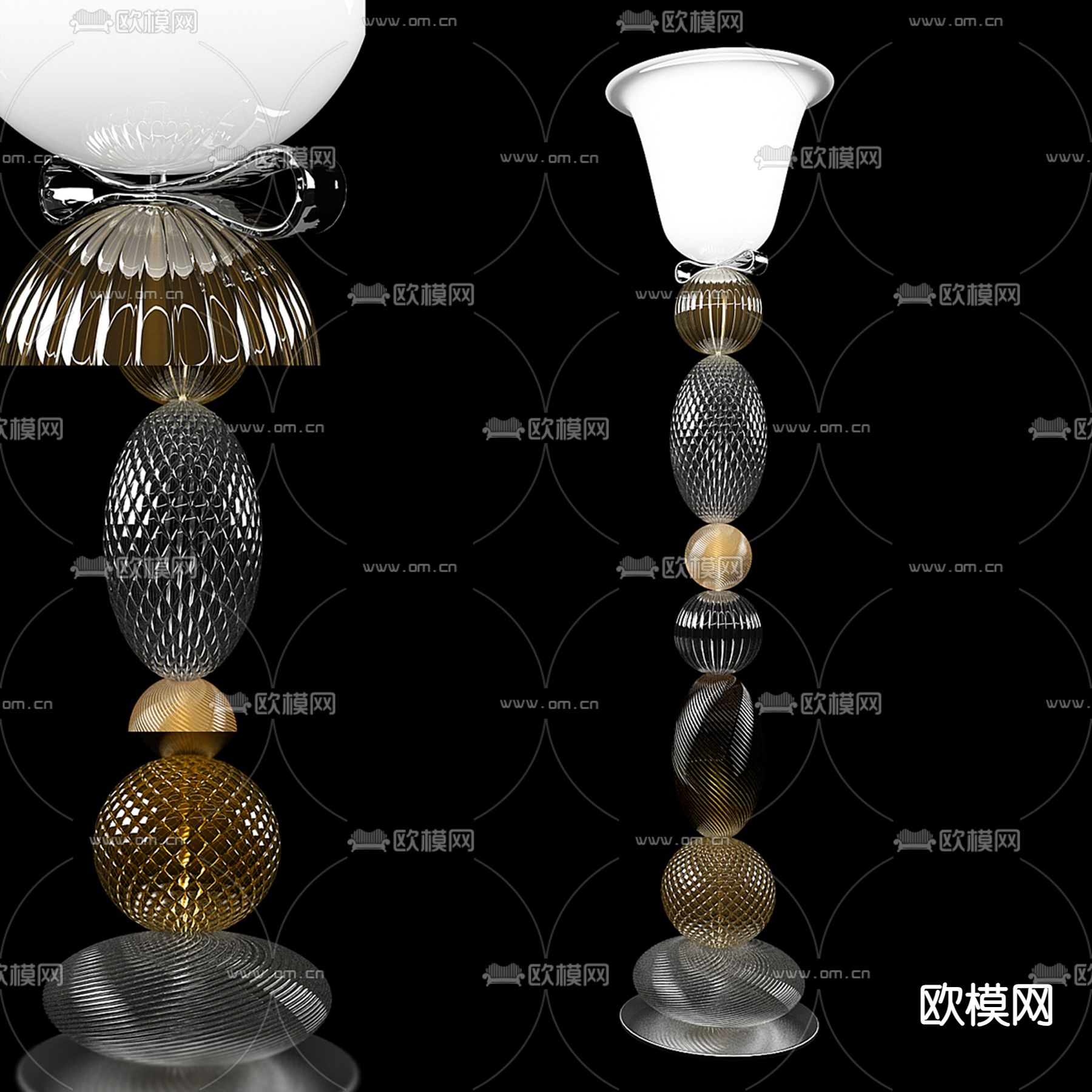 玻璃落地灯3d模型下载
