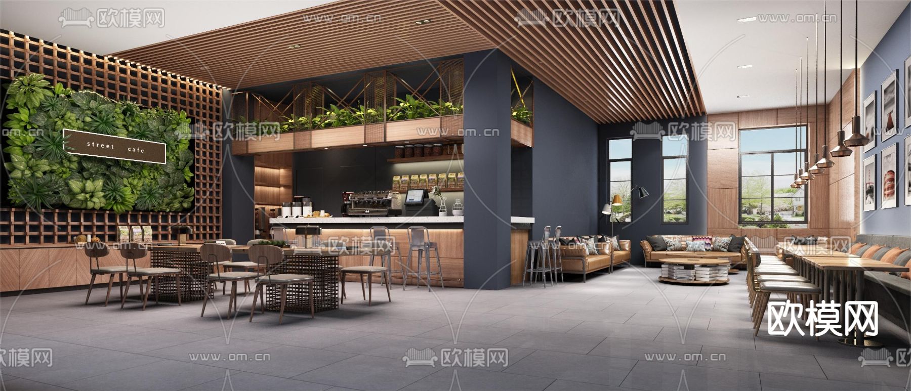 工业风咖啡厅 咖啡馆3d模型下载