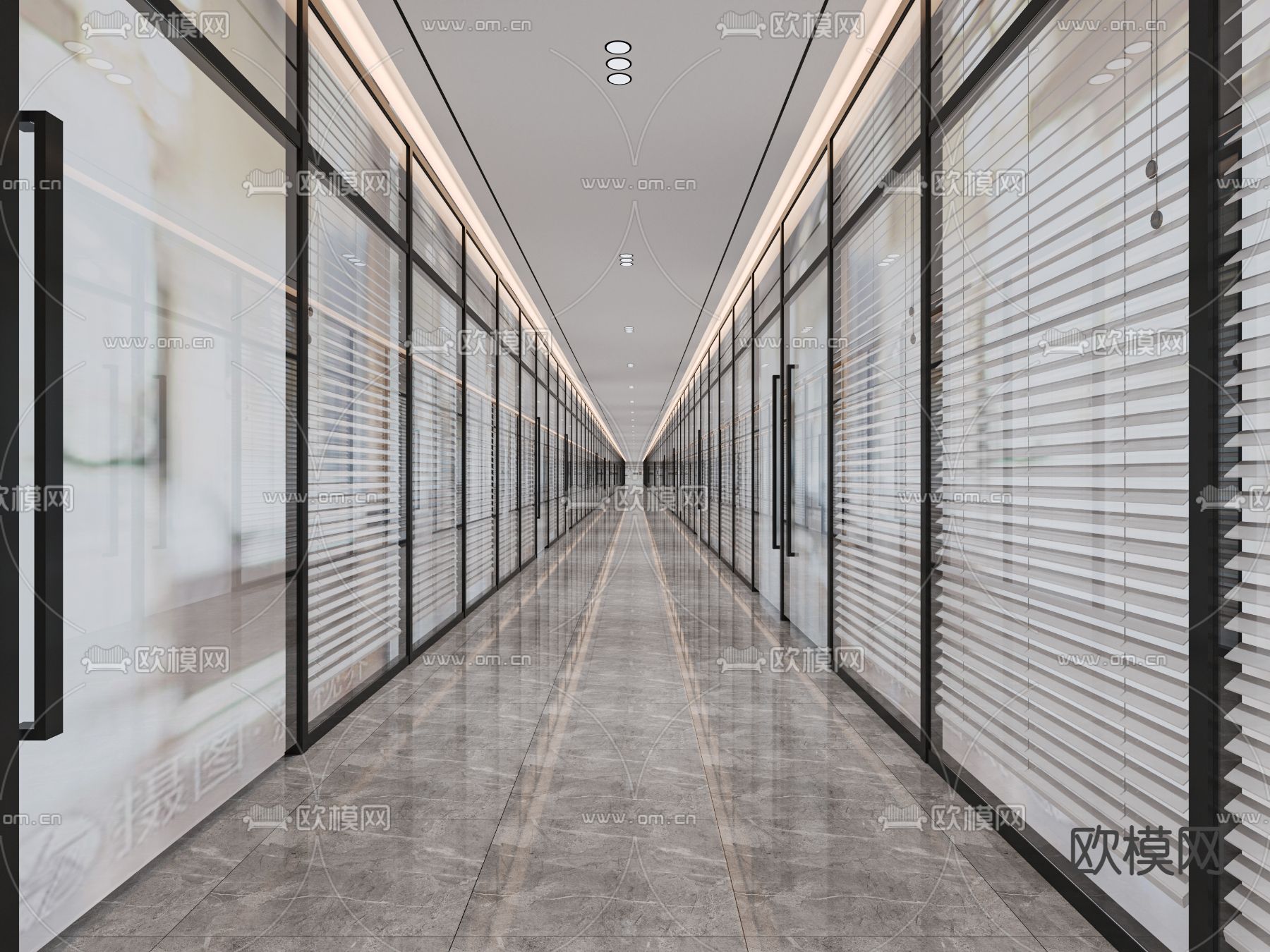 现代过道 办公室过道 办公室走廊3d模型下载（渲染图2）