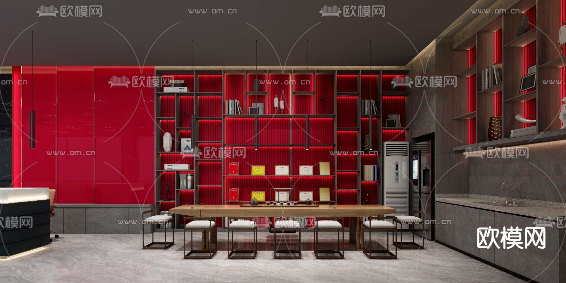 新中式奶茶店 甜品店3d模型下载（渲染图2）