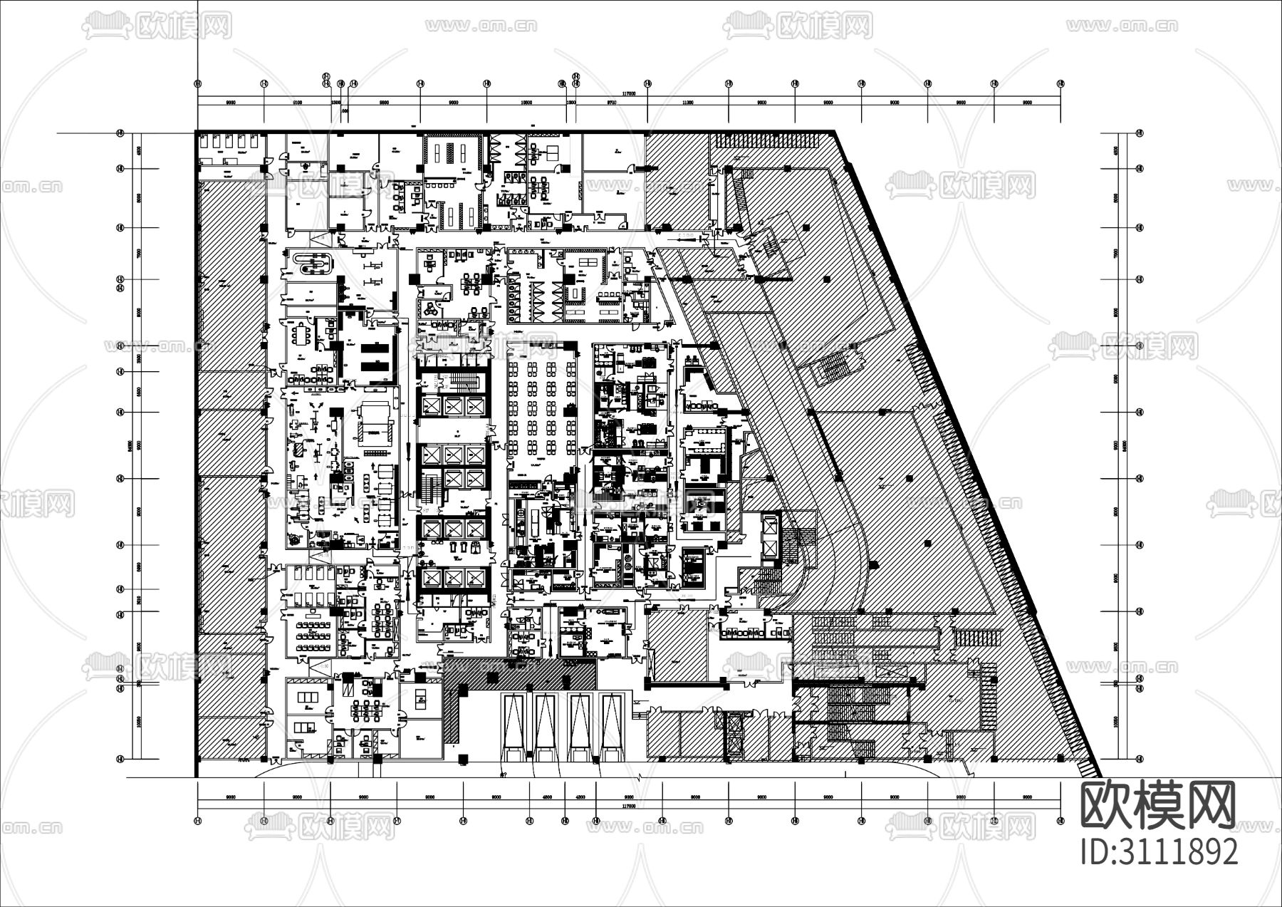 酒店会所cad平面布置图下载