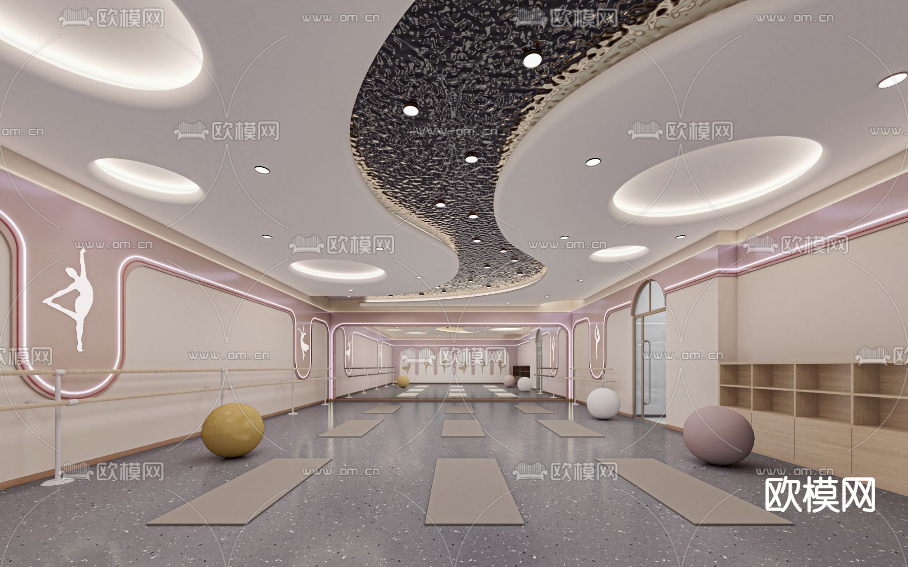 舞蹈教室 瑜伽室 训练房3d模型下载