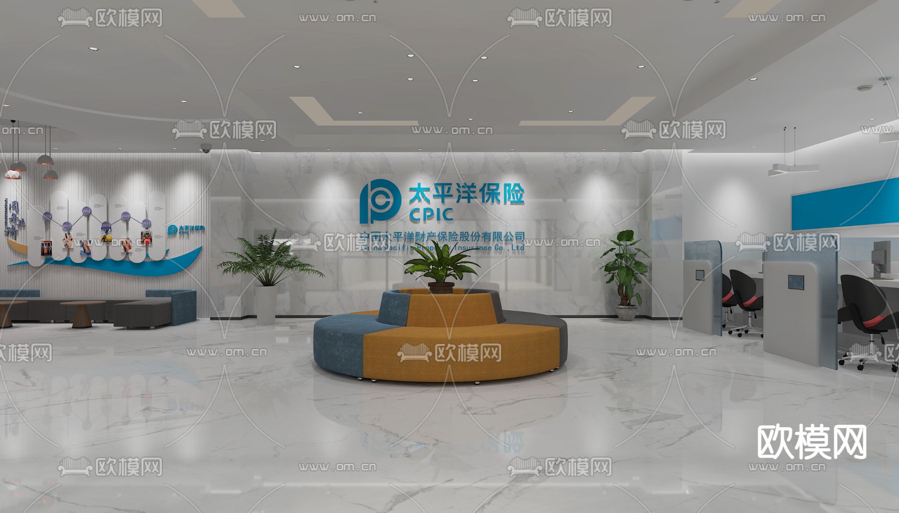 公司大堂3d模型下载（渲染图2）
