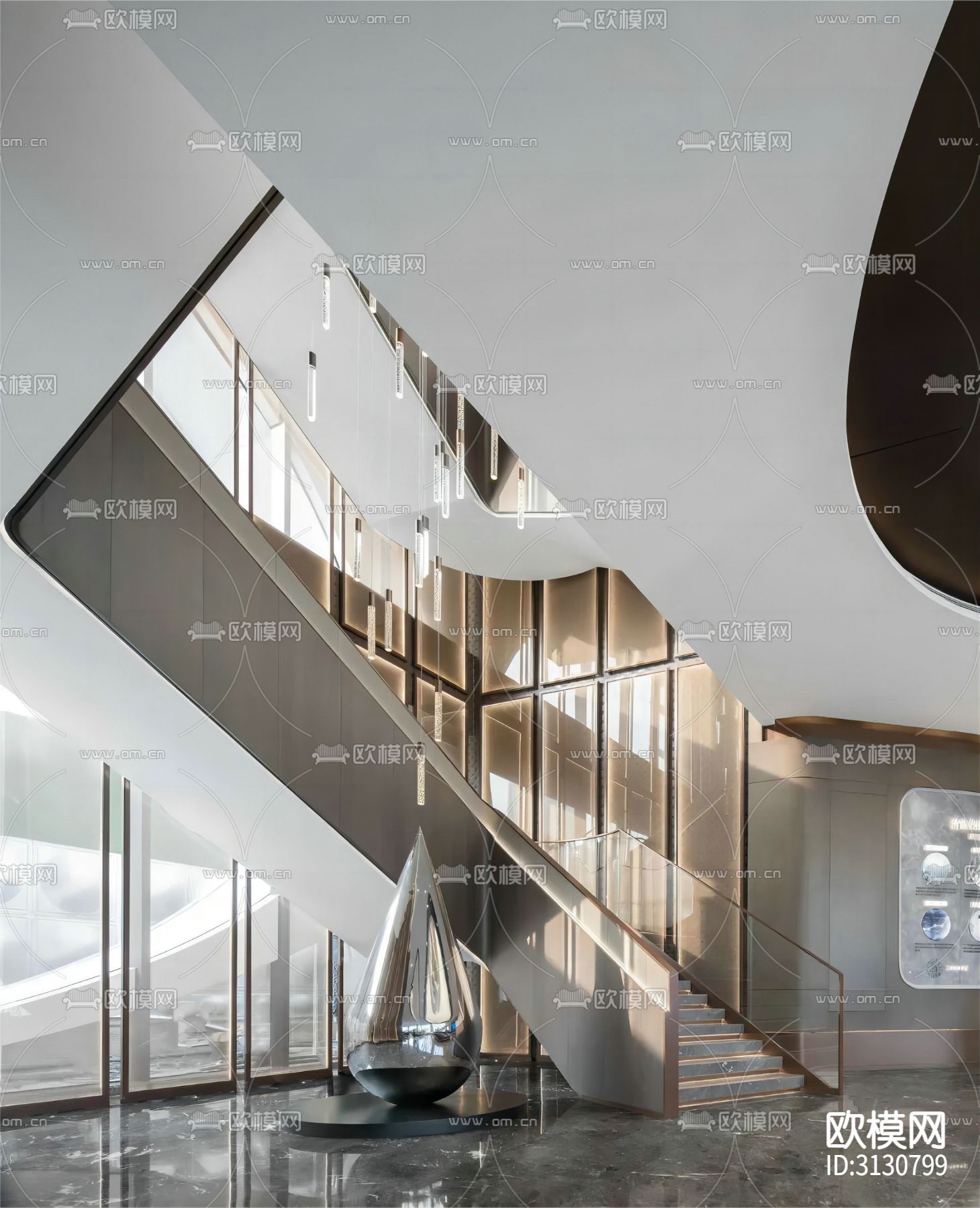 旋转楼梯 楼梯cad大样图下载（渲染图3）