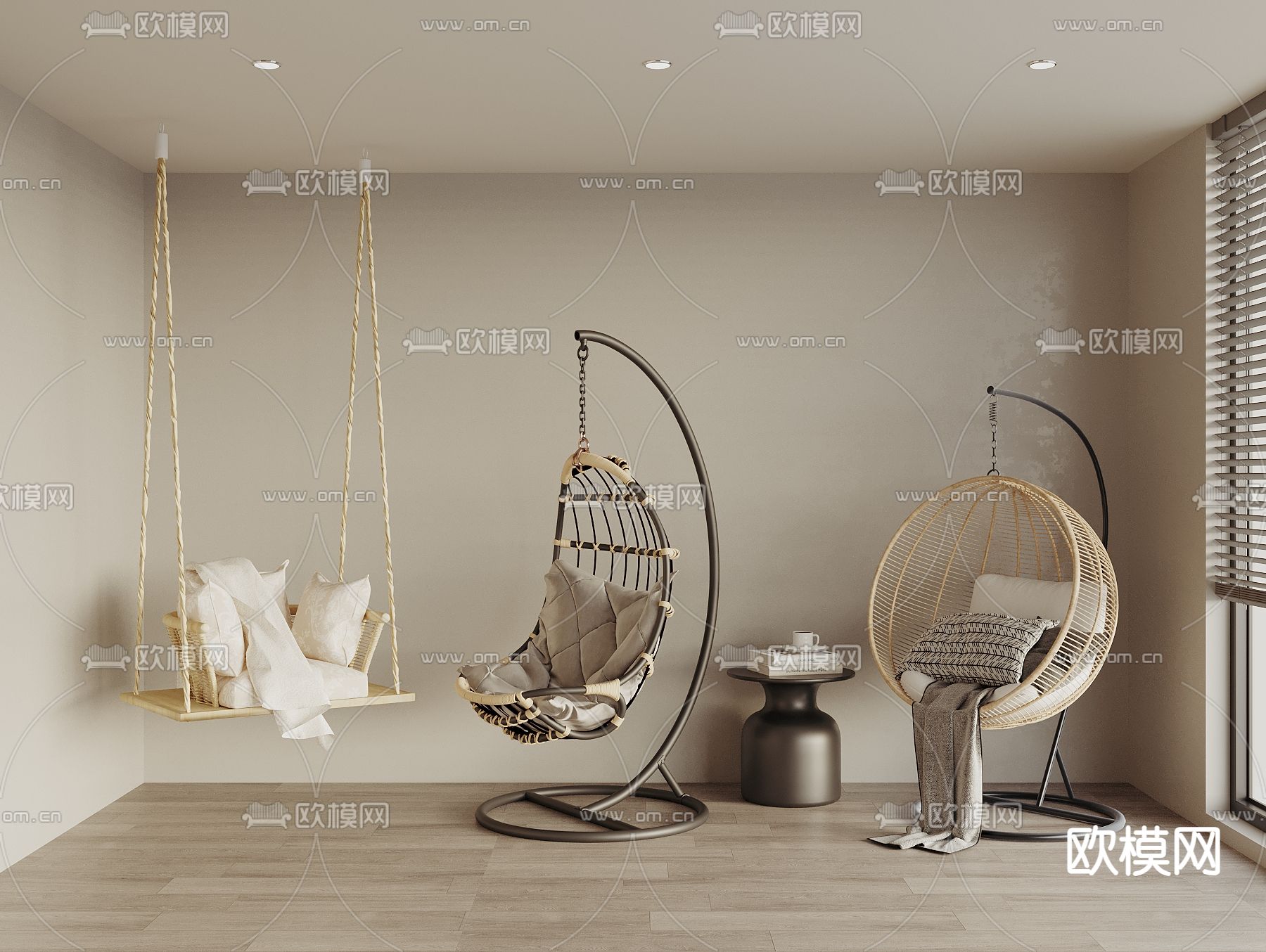 现代吊椅 秋千椅3d模型下载