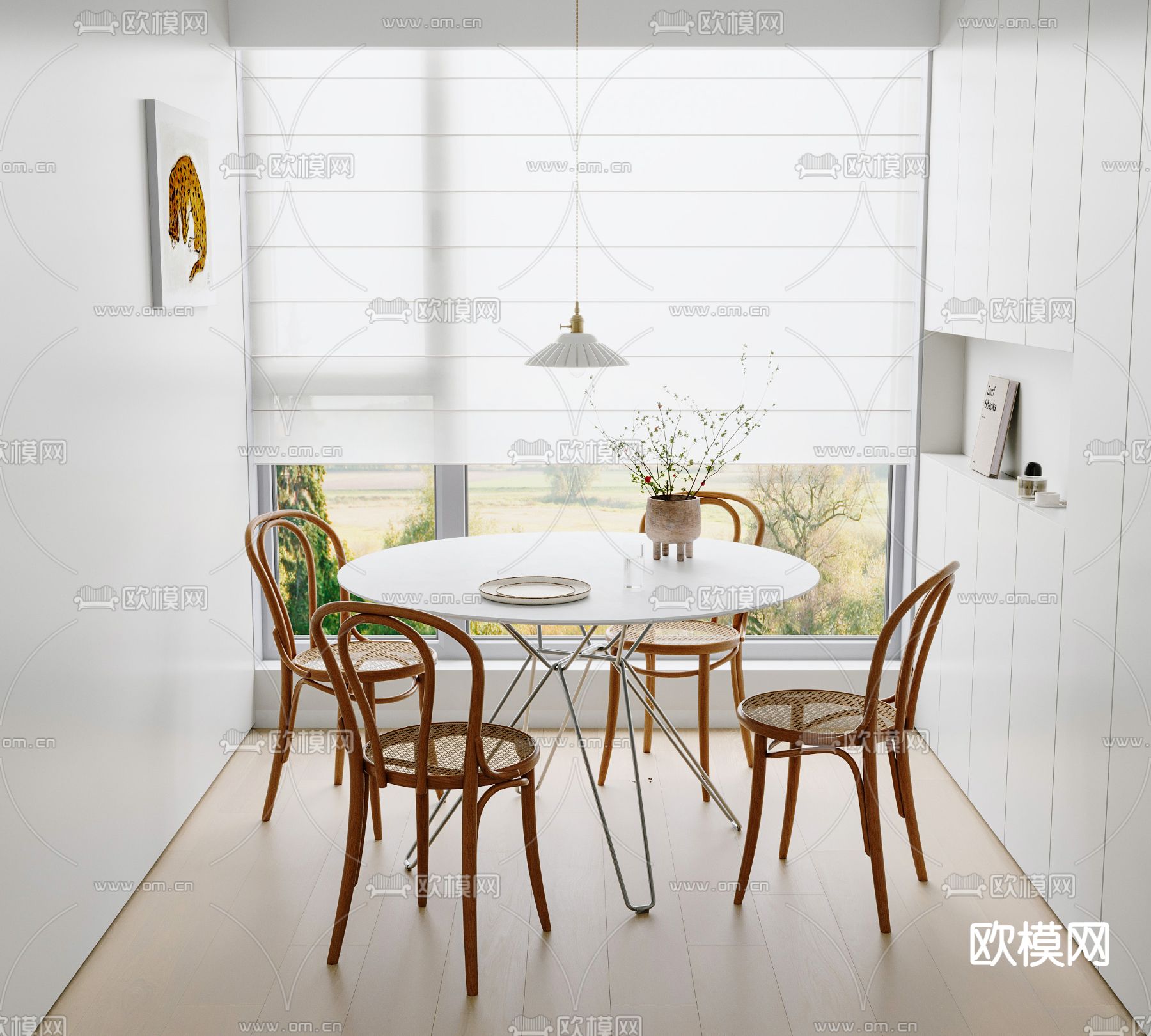 休闲桌椅 洽谈桌椅 圆餐桌3d模型下载