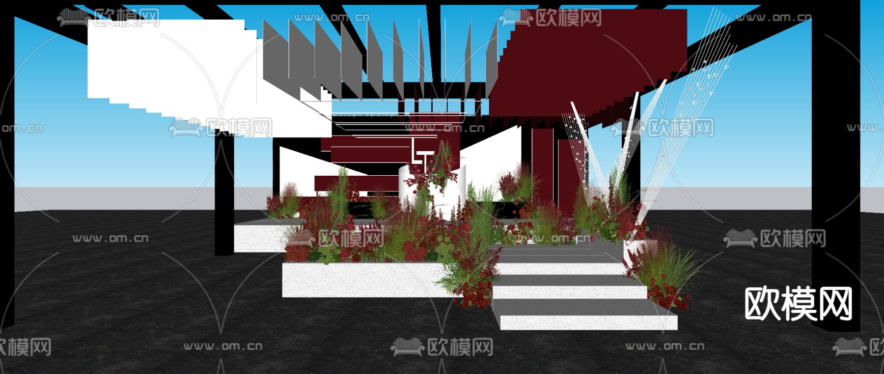 秀场风吊顶婚礼su模型下载（渲染图1）