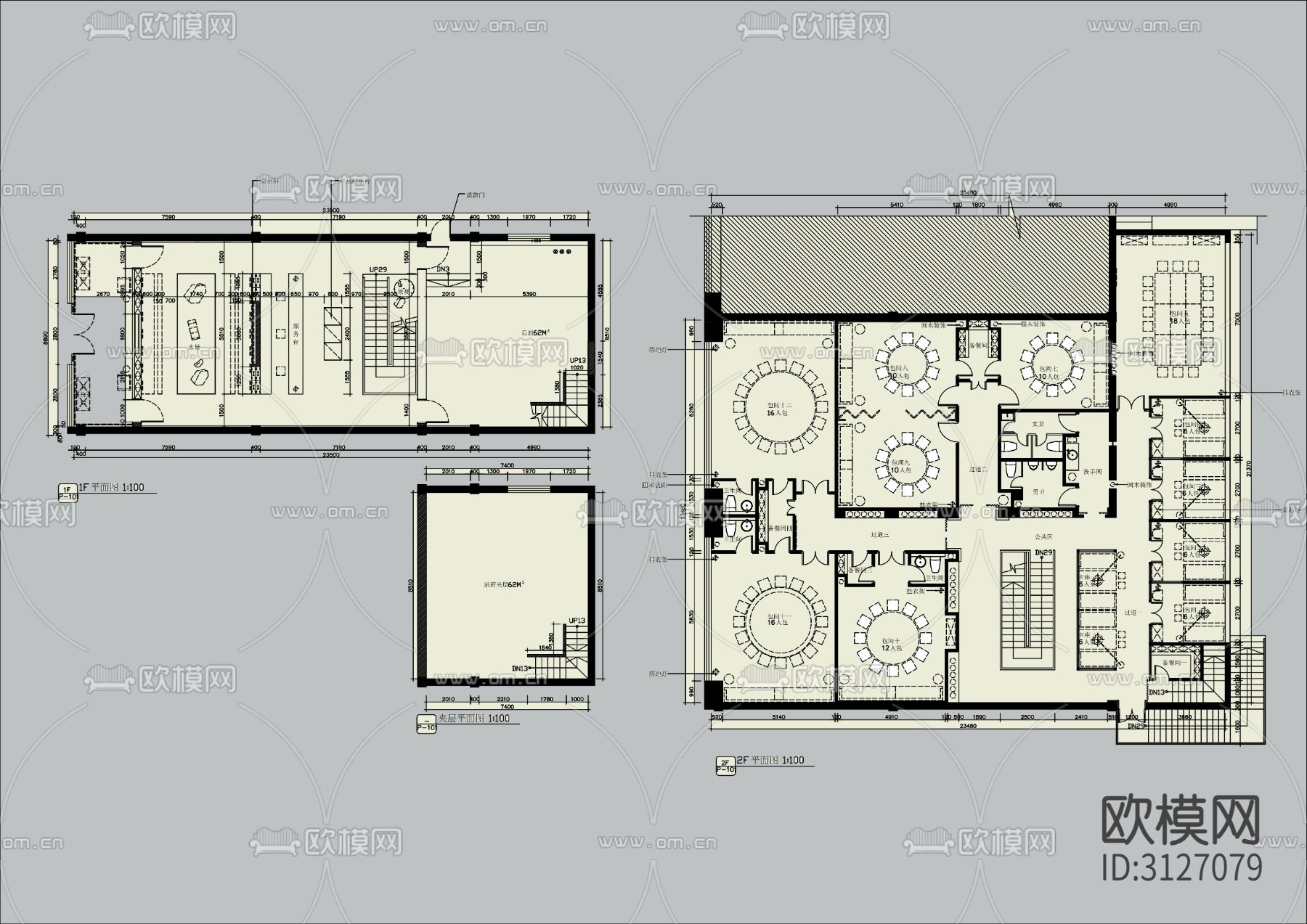 私房菜餐厅 中餐厅cad平面图下载