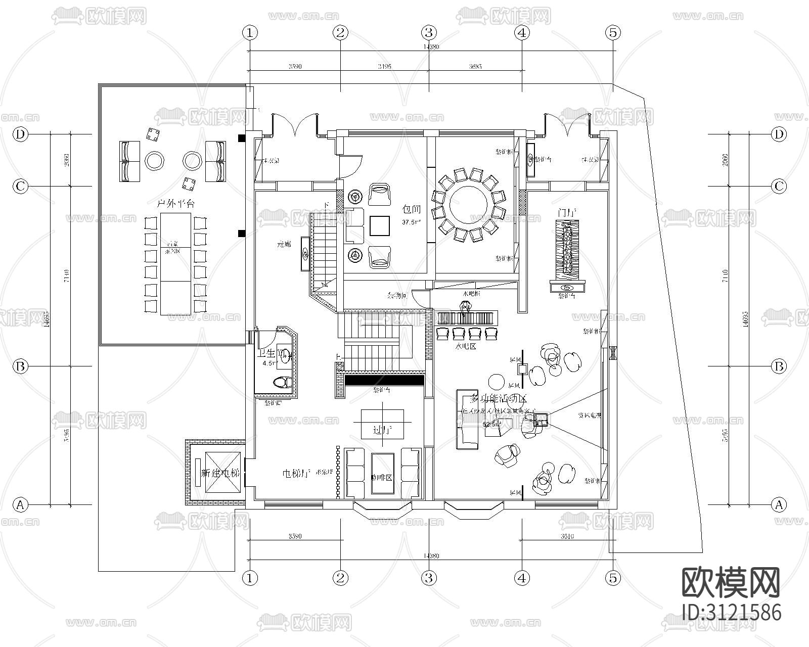 银行  办公室内cad施工图下载（渲染图2）