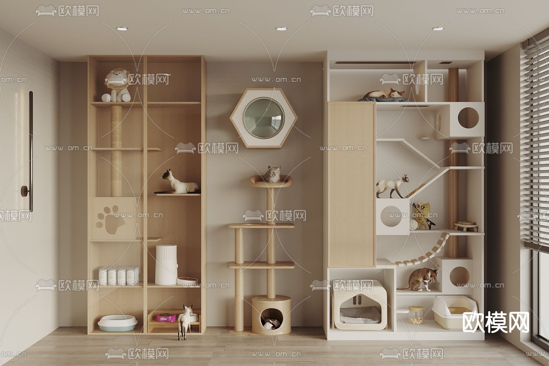 猫爬架 猫窝 猫咪 宠物柜 宠物用品3d模型下载