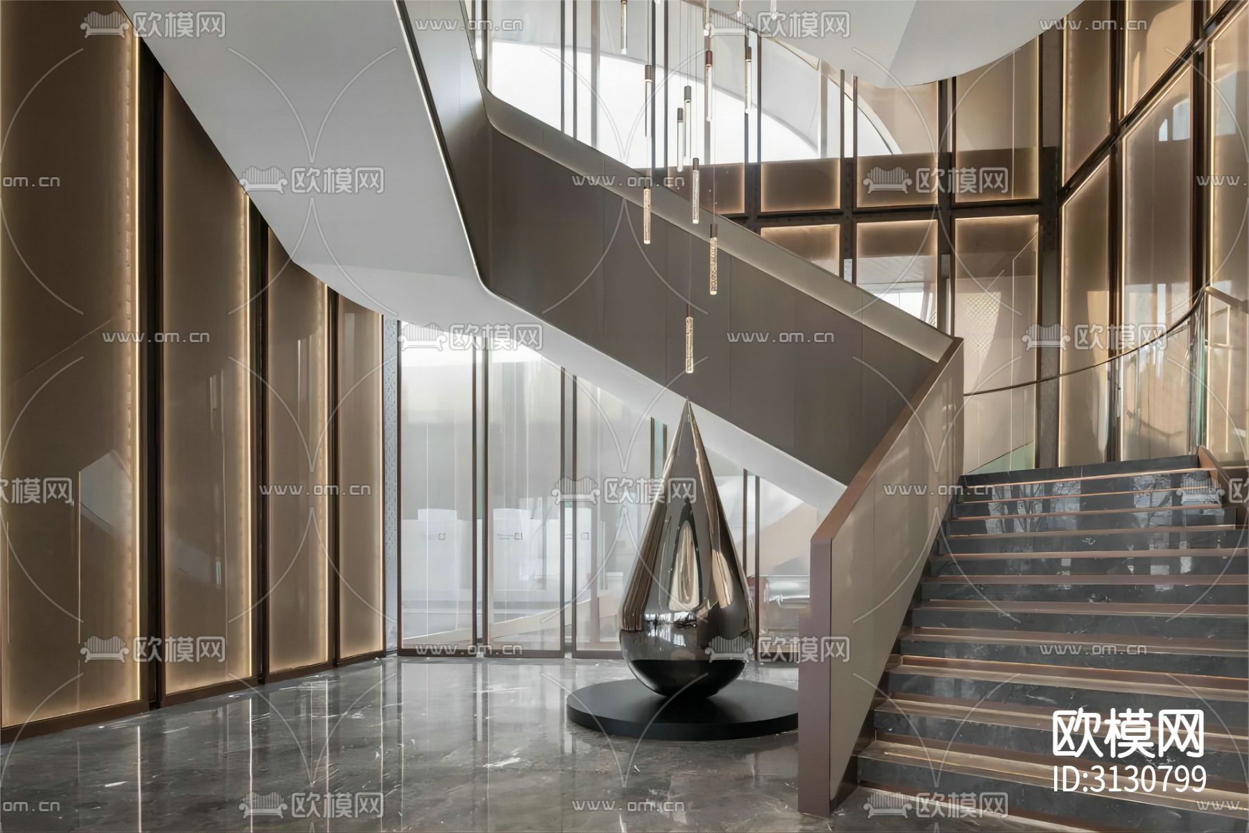 旋转楼梯 楼梯cad大样图下载（渲染图9）