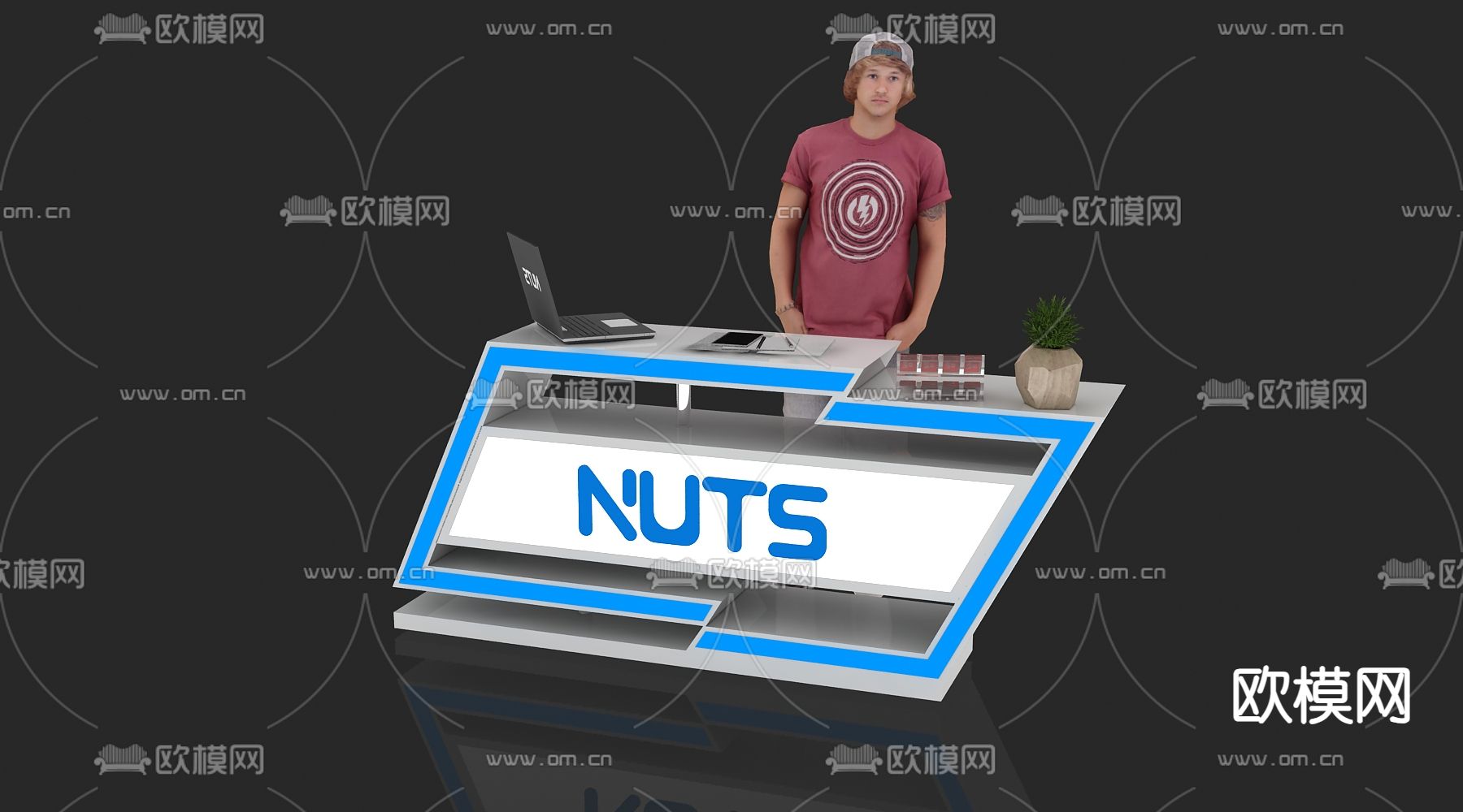 现代接待台 前台 服务台 咨询台3d模型下载