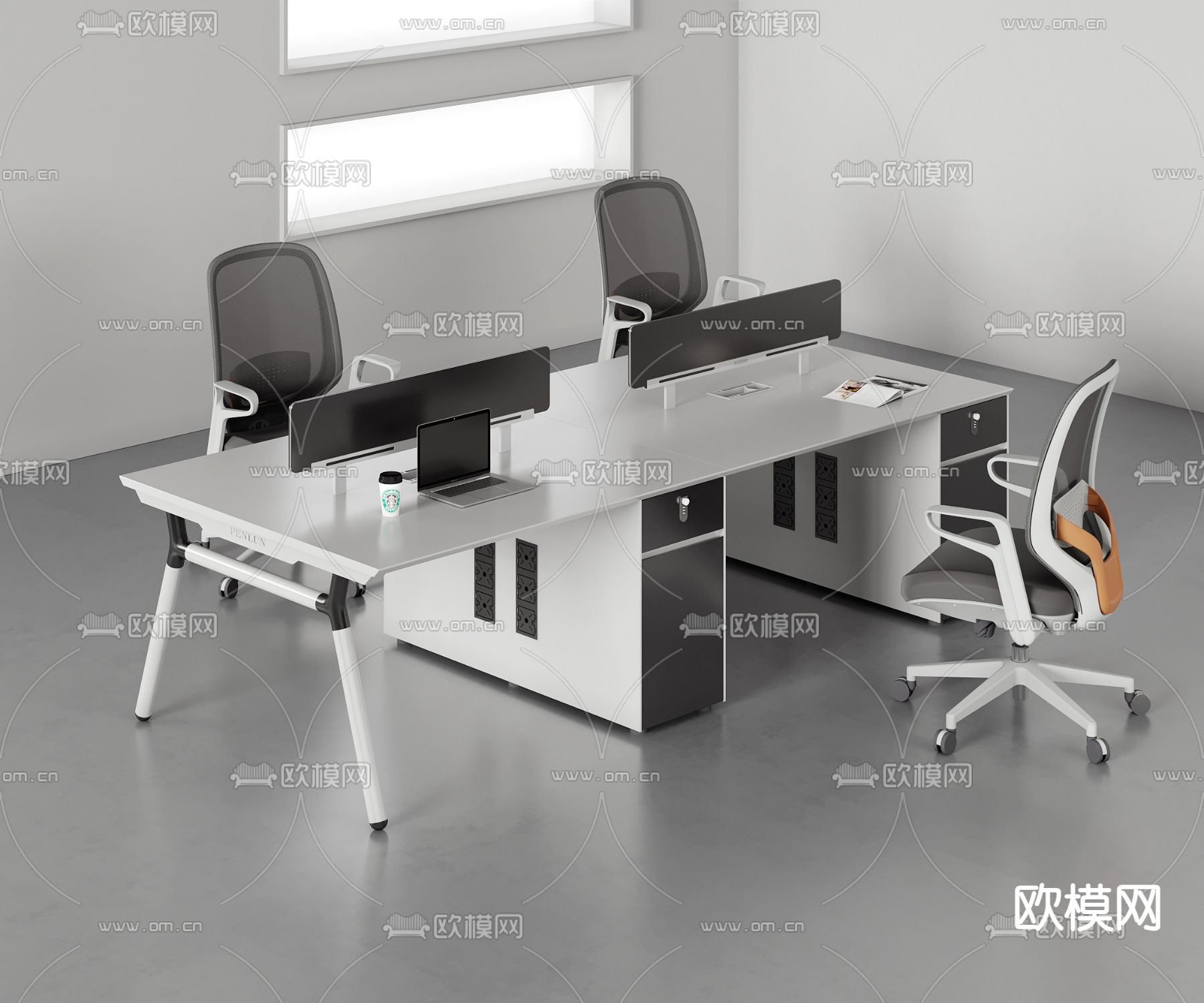 卡位办公桌 工位 岗位3d模型下载