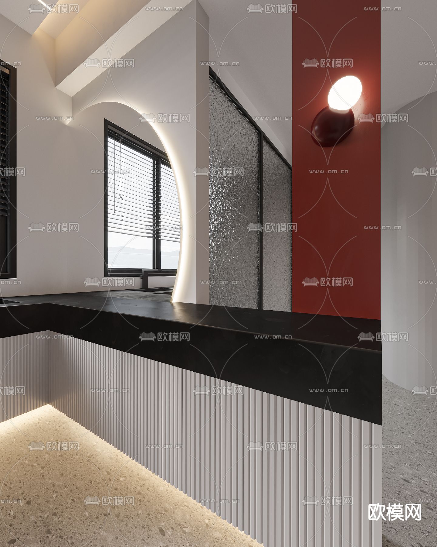 暗黑风卫生间 浴室 洗手间3d模型下载（渲染图2）